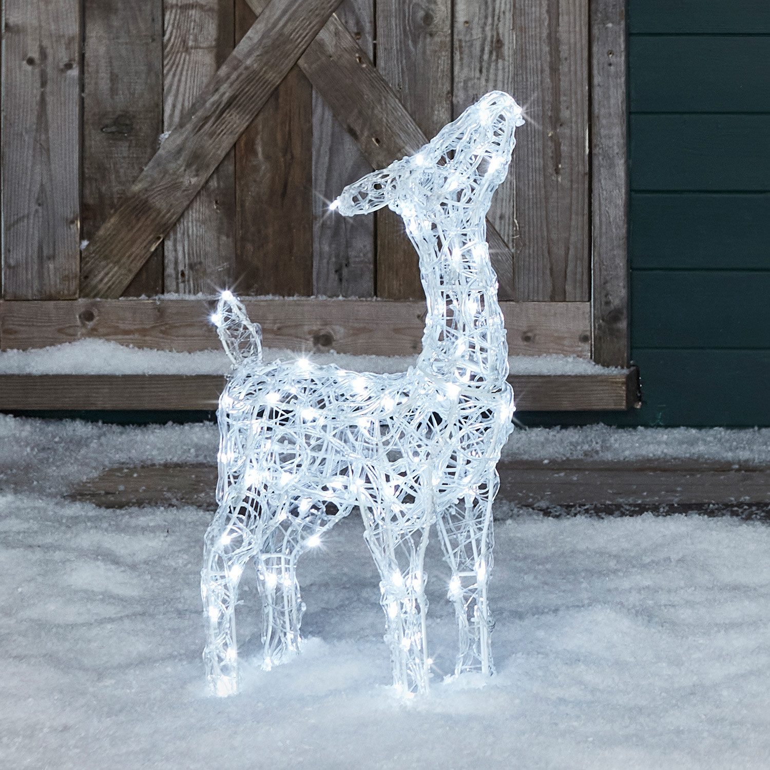 Lights4fun LED-Dekofigur 2er Set LED-Rentier Hirschkuh & Rehkitz M Swinsty, Weihnachtsbeleuchtung, Höhe: 90 & 60cm – Bild 5 von 5
