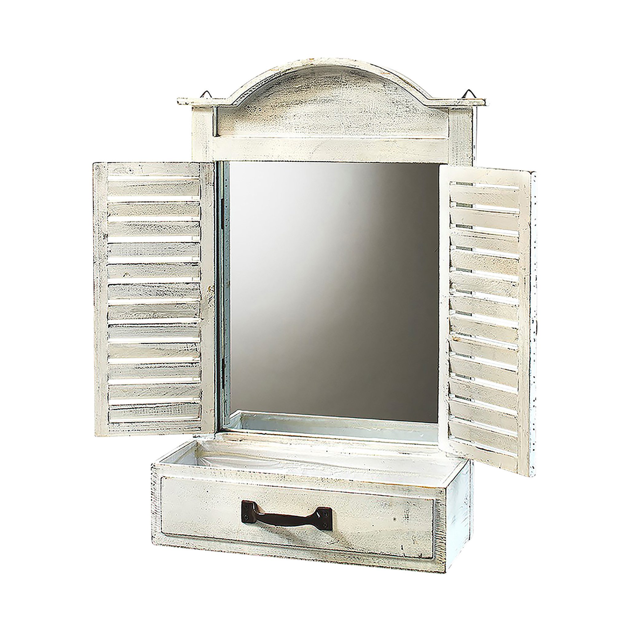 Kobolo Dekoobjekt Dekofenster mit Spiegel und Pflanzschale white günstig online kaufen