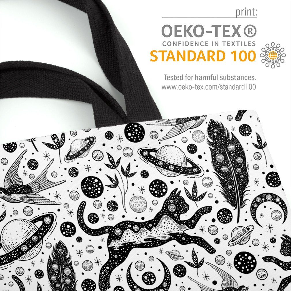 VOID Henkeltasche (1-tlg), Katze Sterne Schwalbe Mond katze halloween magisch mond hexe galaxies