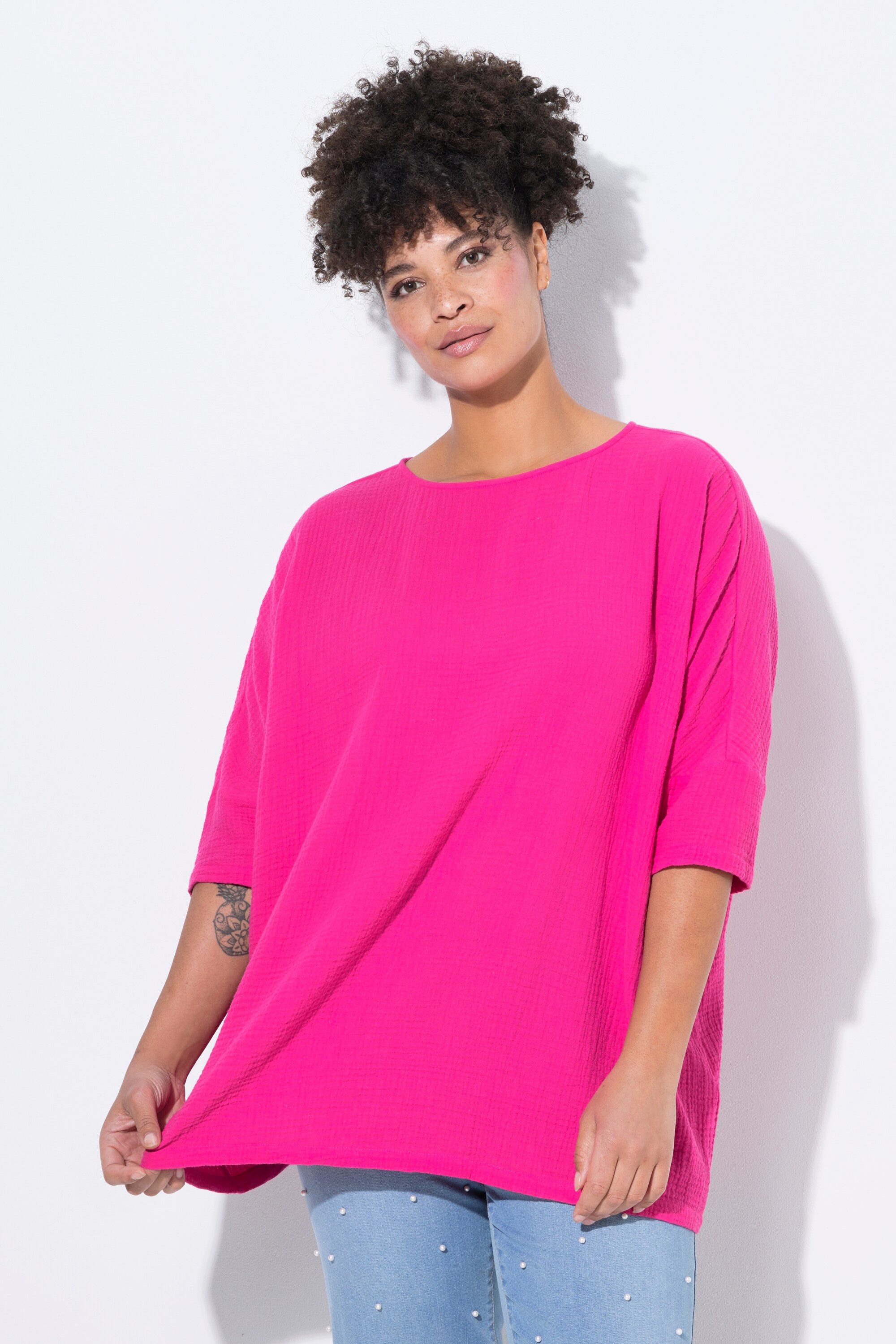 MIAMODA Longbluse Bluse oversized Musselin 3/4-Ärmel günstig online kaufen