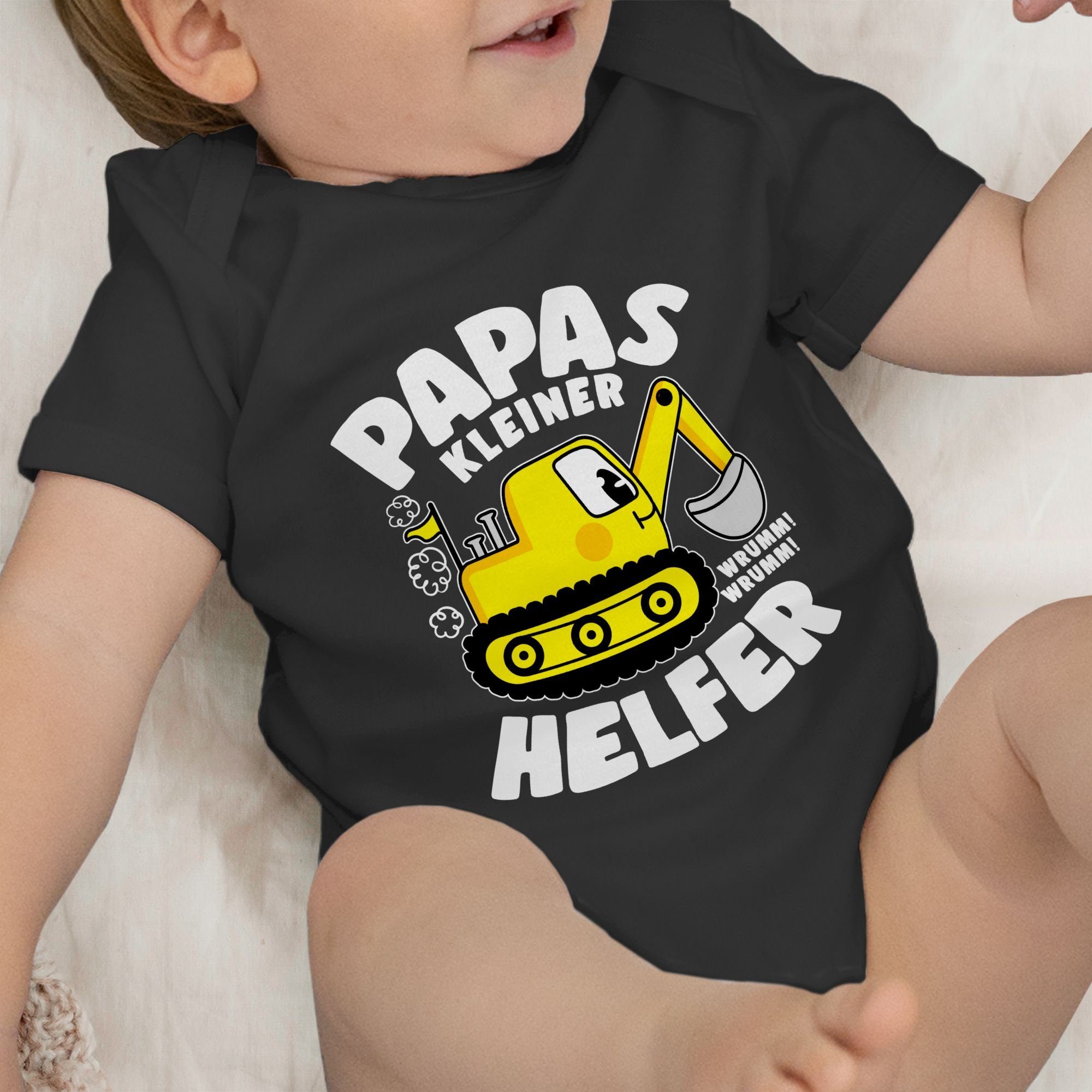 Shirtbody Bagger Schwarz Helfer Vatertag Geschenk I kleiner 1 Papas Shirtracer Baby