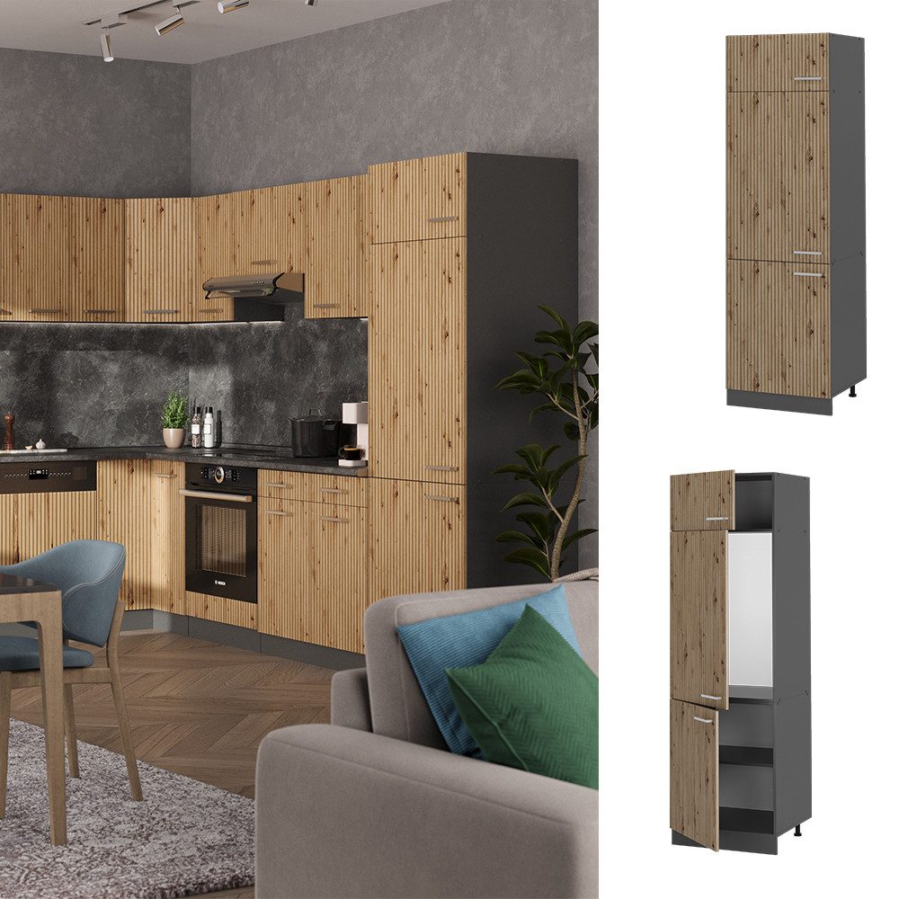 Vicco Kühlumbauschrank R-Line, Artisan-Eiche/Anthrazit, 60 cm günstig online kaufen