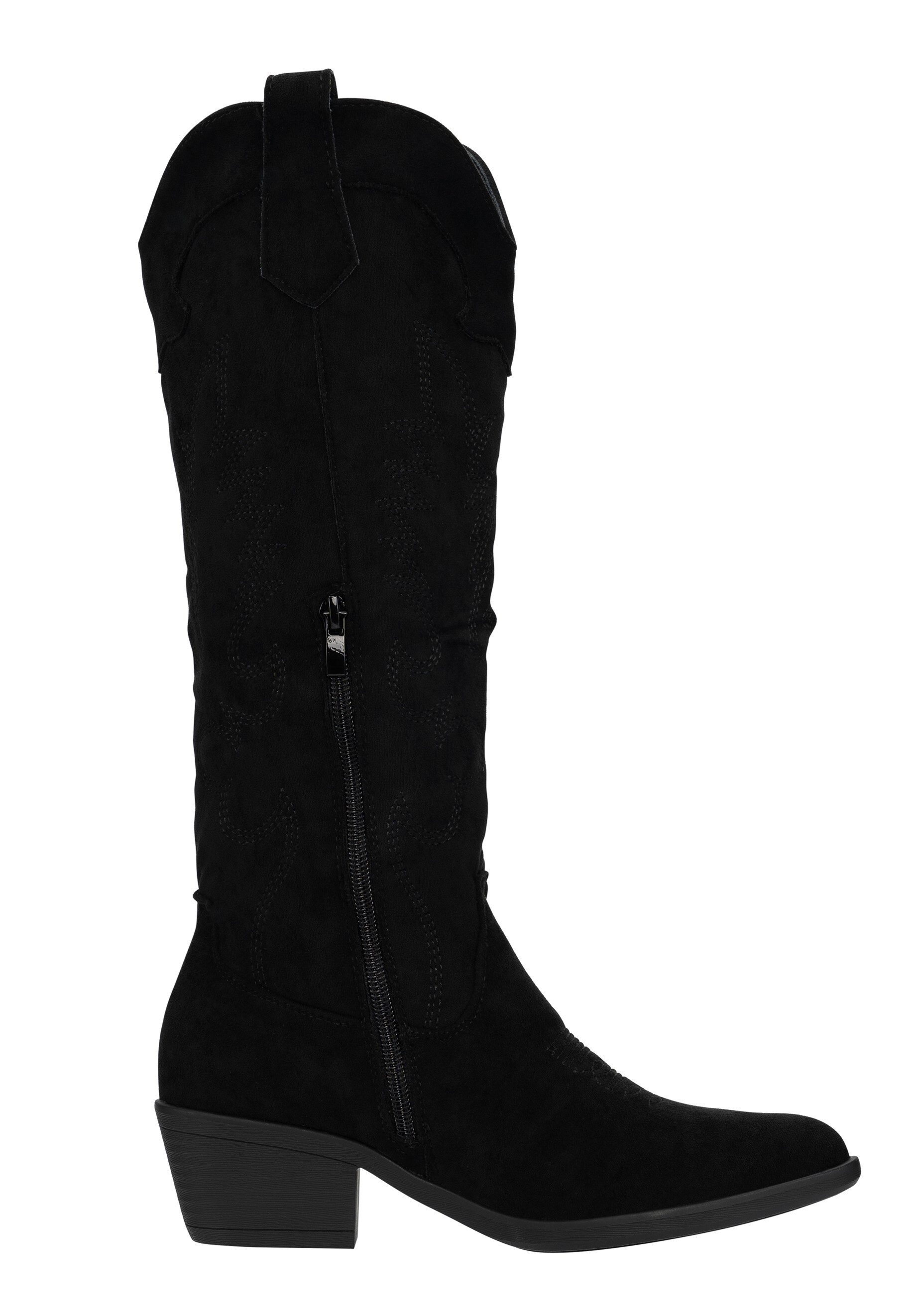 Salinyang Damen Cowboystiefel mit Fransen – Western Stiefel in Wildlederoptik Cowboystiefel