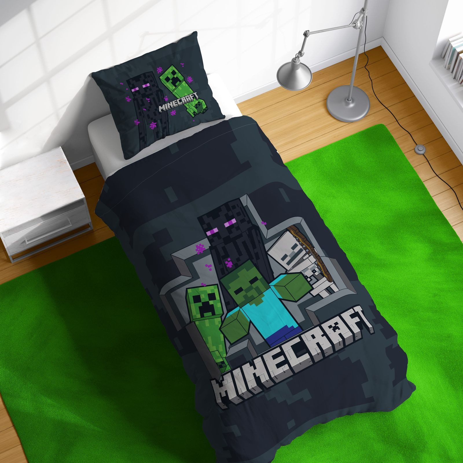 BrandMac Bettwäsche Minecraft "Last Block Standing" Bettwäsche-Set, Gaming 135x200 & 80x80, Baumwolle, 100% Baumwolle