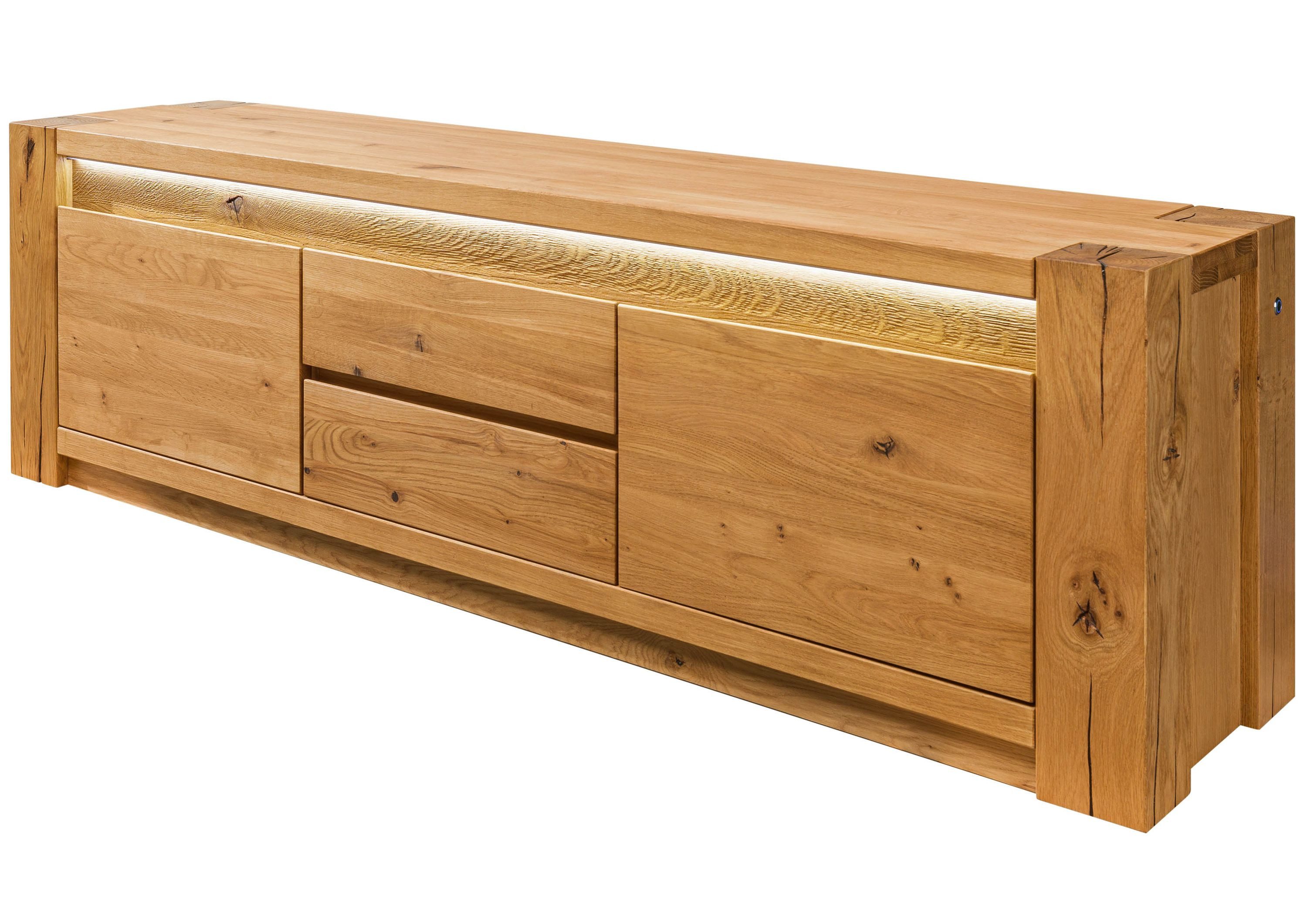 Massivmoebel24 TV-Board KENT (Massivholz), Wildeiche 173x40x53 braun geölt KENT #310