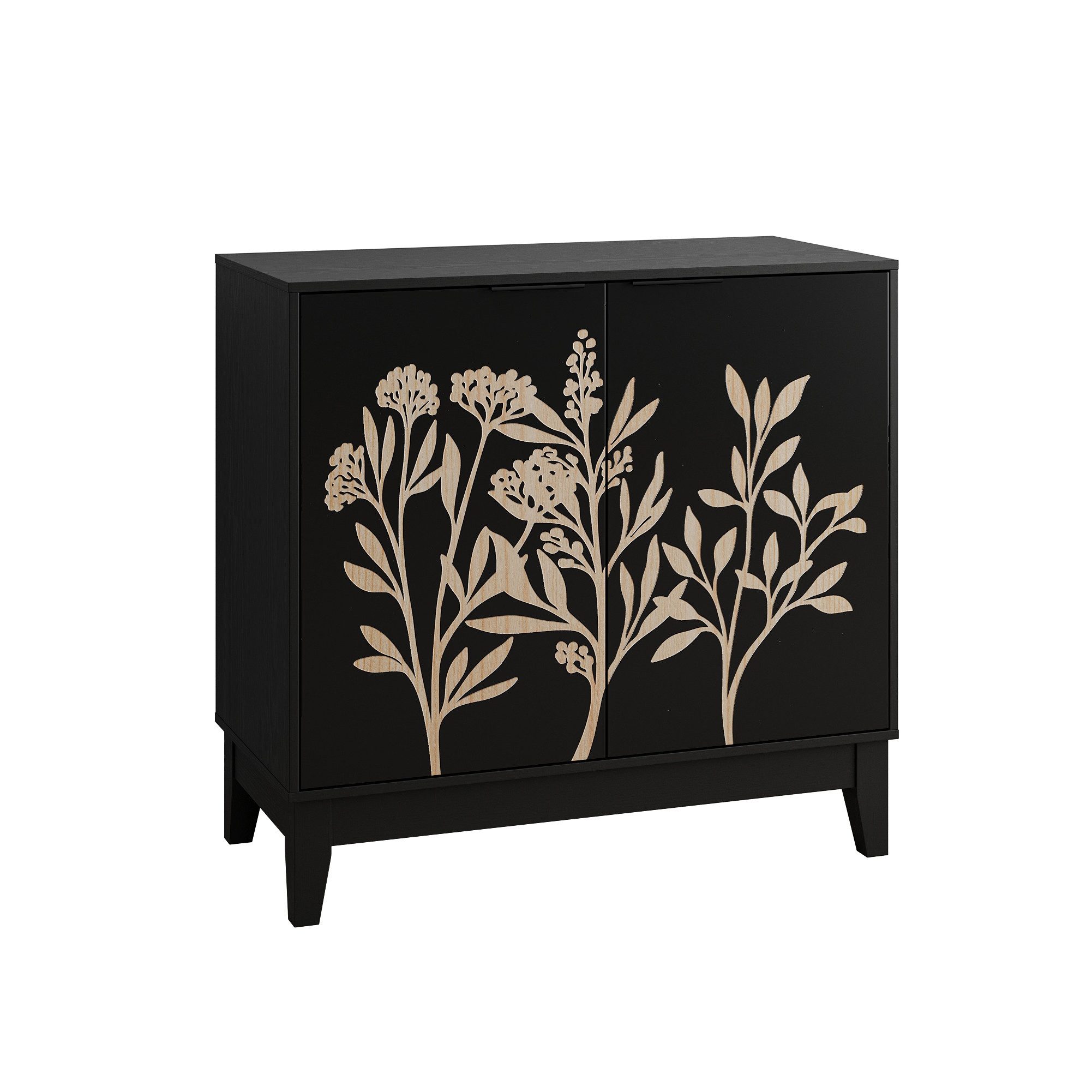 EXTSUD Sideboard Sideboard 80 cm – 2 Türen, verstellbare Regale (dekorativer Holzschrank mit Stauraum), dekorativer Sideboard-Schrank mit 2 Türen und verstellbaren Regalen