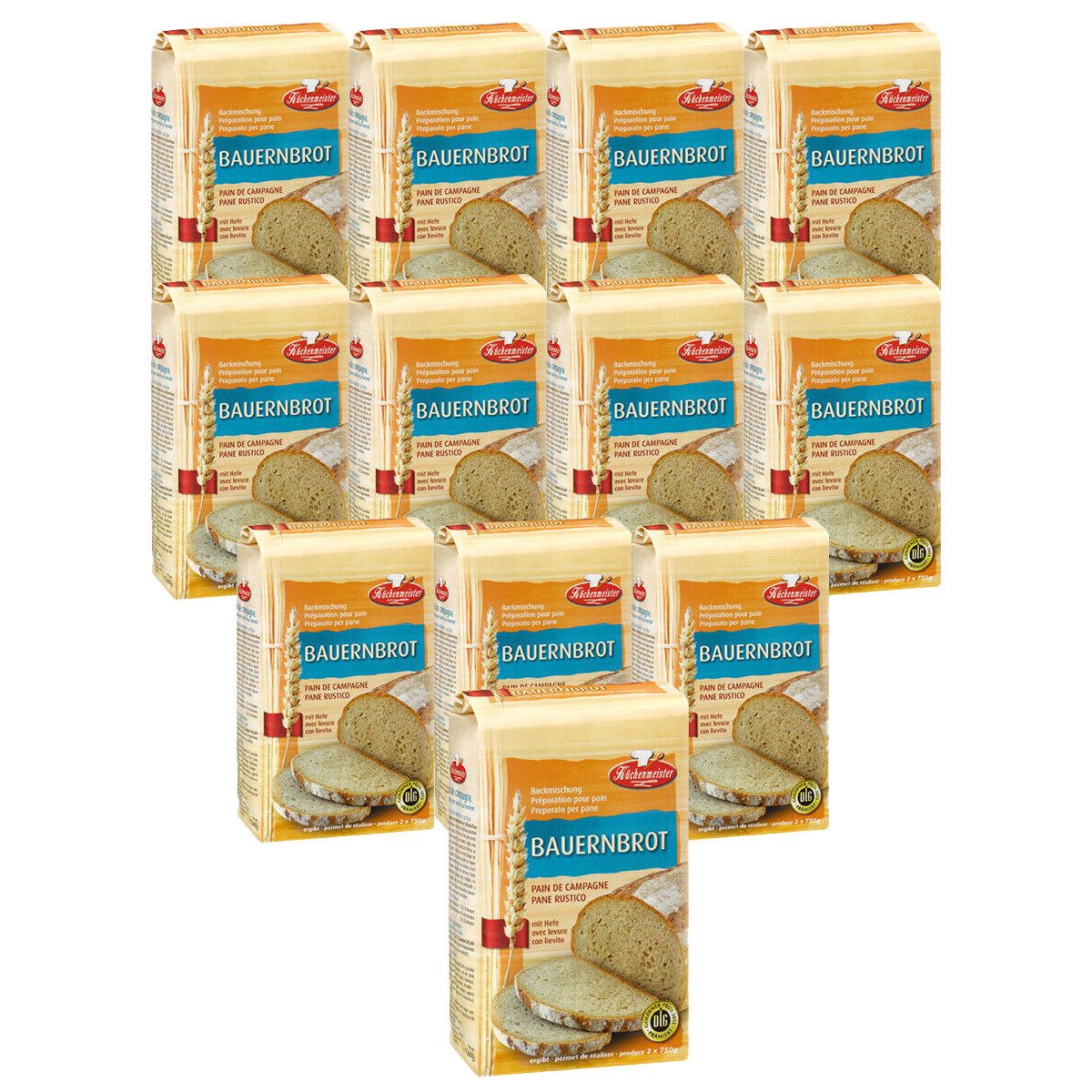 Bielmeier Backmischung Bauernbrot 12 Stück á 1000 g Küchenmeister, 1 x 12000 g, Made in Baden-Württemberg (SET311001)
