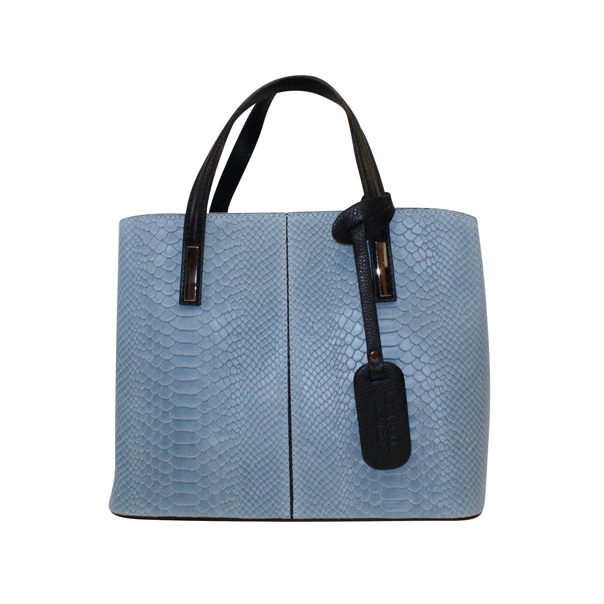 fs-bags Handtasche fs9031, Made Italy Hellblau in Prägung, Snake