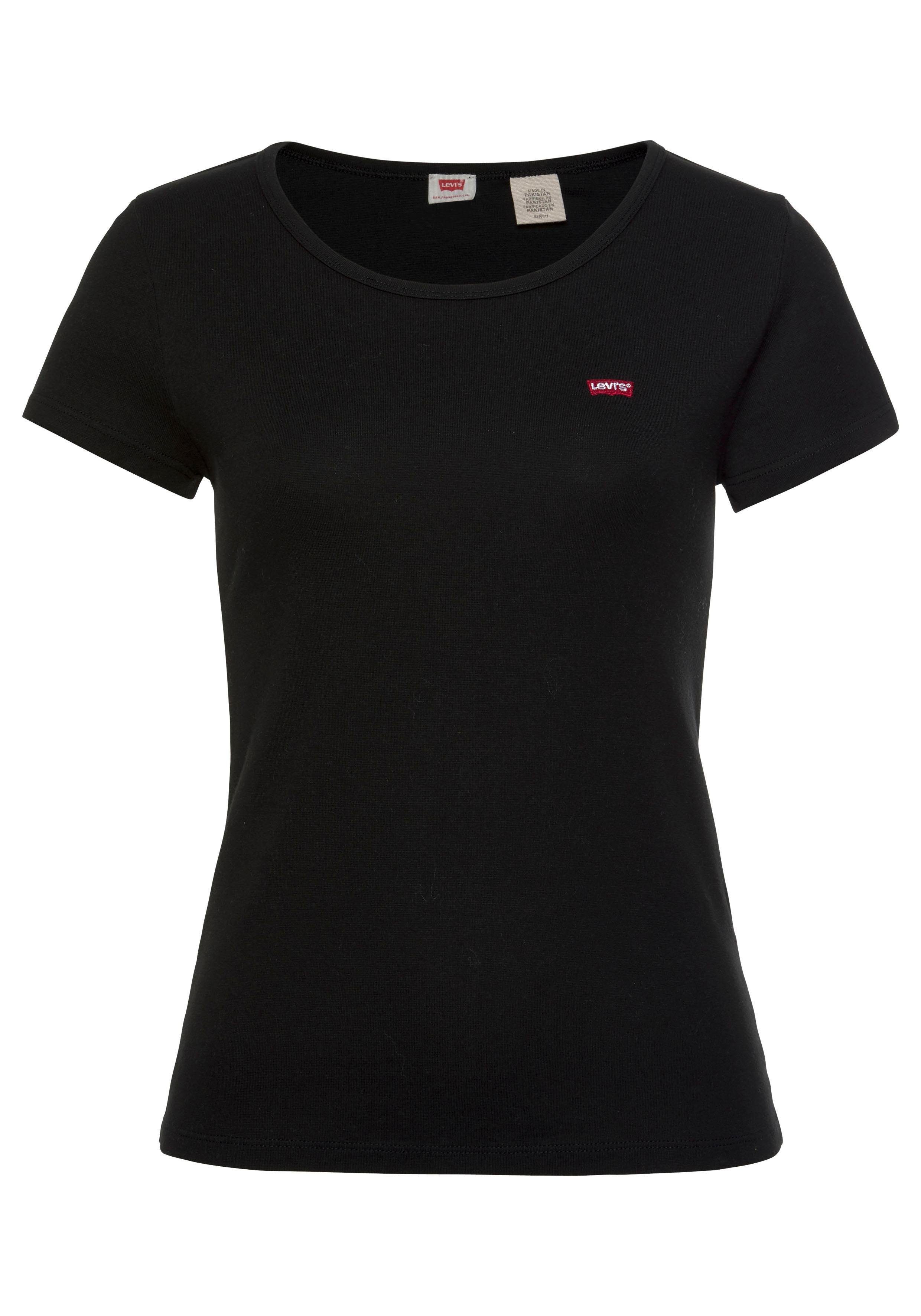 der T-Shirt auf weiß, Markenlogo-Stickerei Mini-Logo kleiner mit Levi's® (2-tlg., schwarz 2er-Pack) Brust