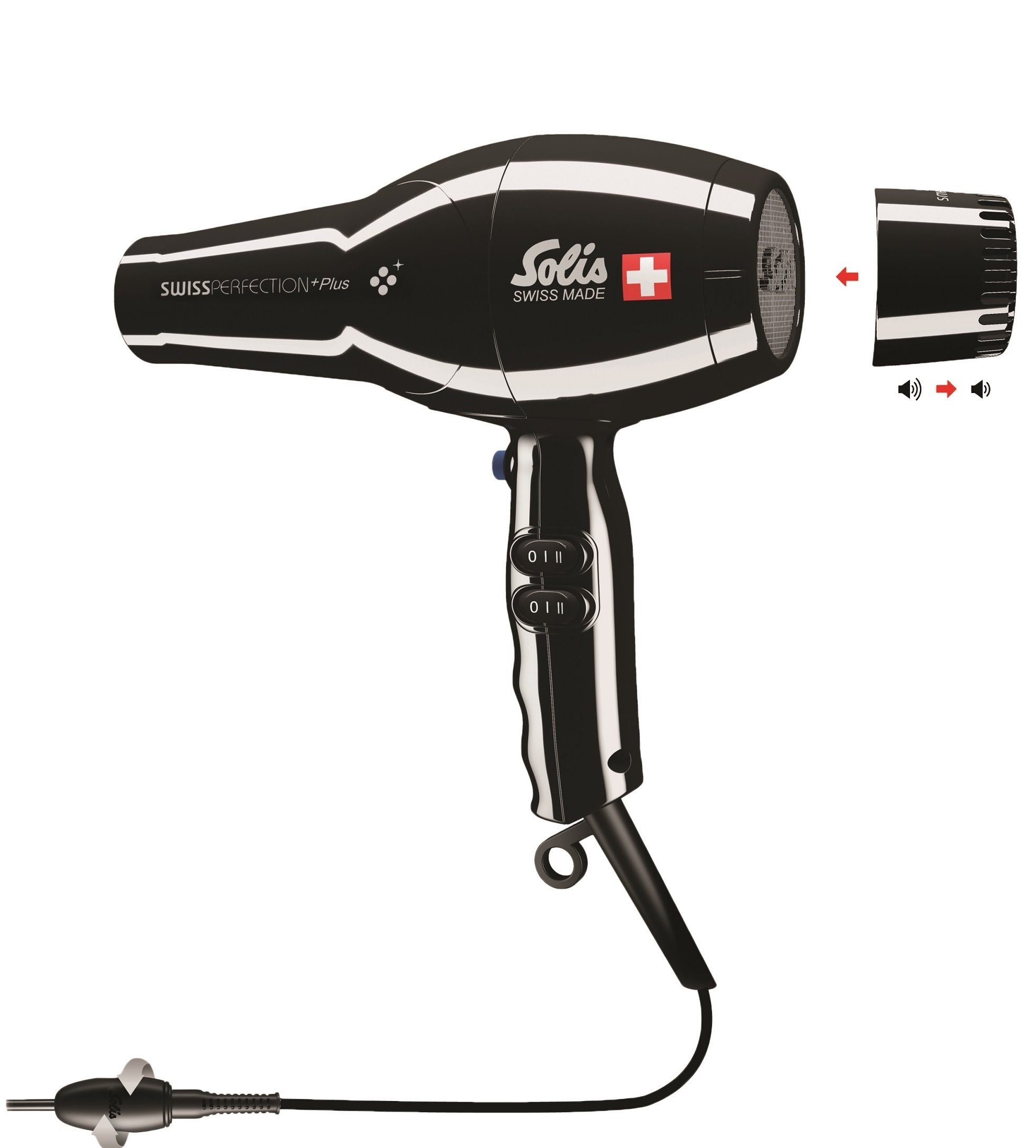 SOLIS OF SWITZERLAND Haartrockner Swiss Perfection Plus, Typ 3801, 2300 W, Kaltstufe, Ionen-Technologie, leise Föhngeräusch