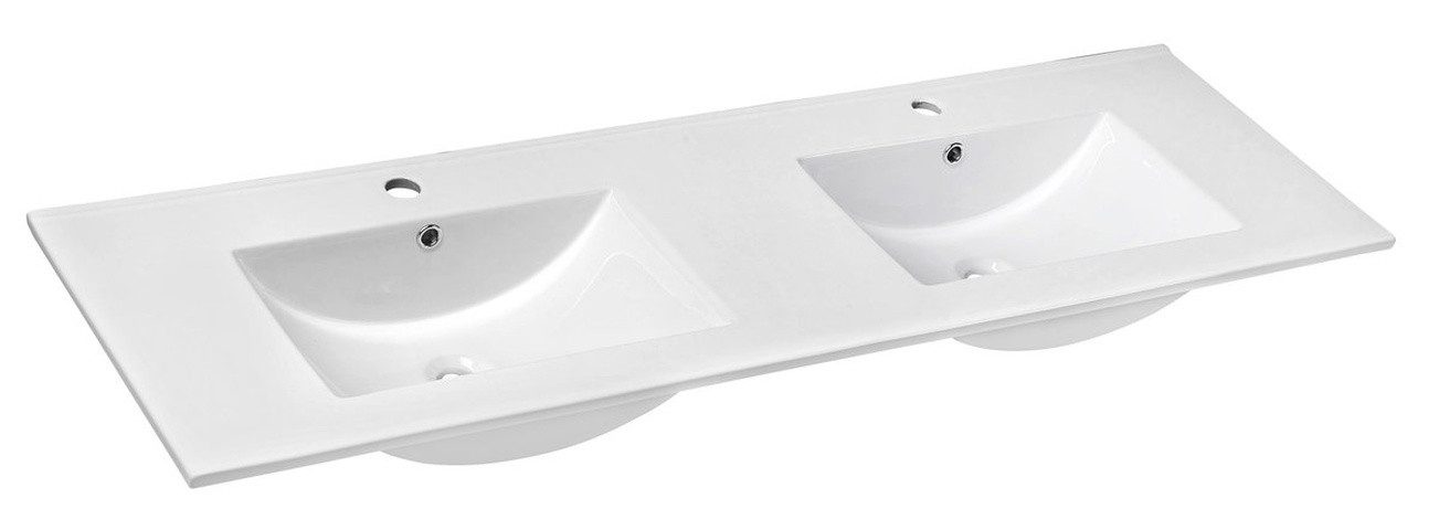 Sapho Doppelwaschtisch SLIM Keramik Doppelwaschbecken 150x46cm, Weiß