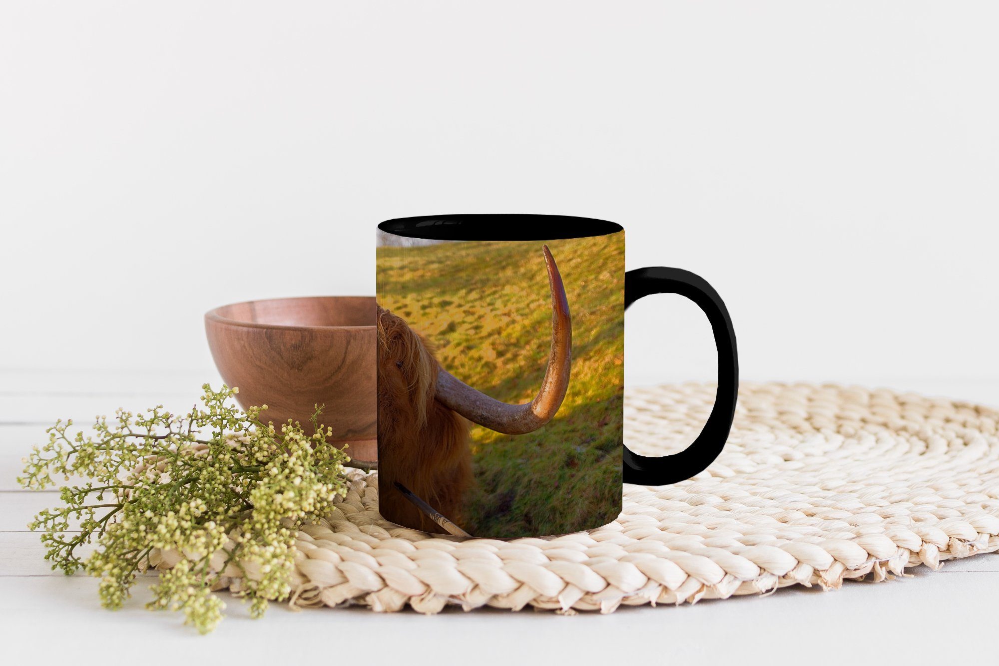 - Keramik, Scottish Zaun Farbwechsel, - Kaffeetassen, Zaubertasse, Gras, Highlander Tasse Teetasse, MuchoWow Geschenk