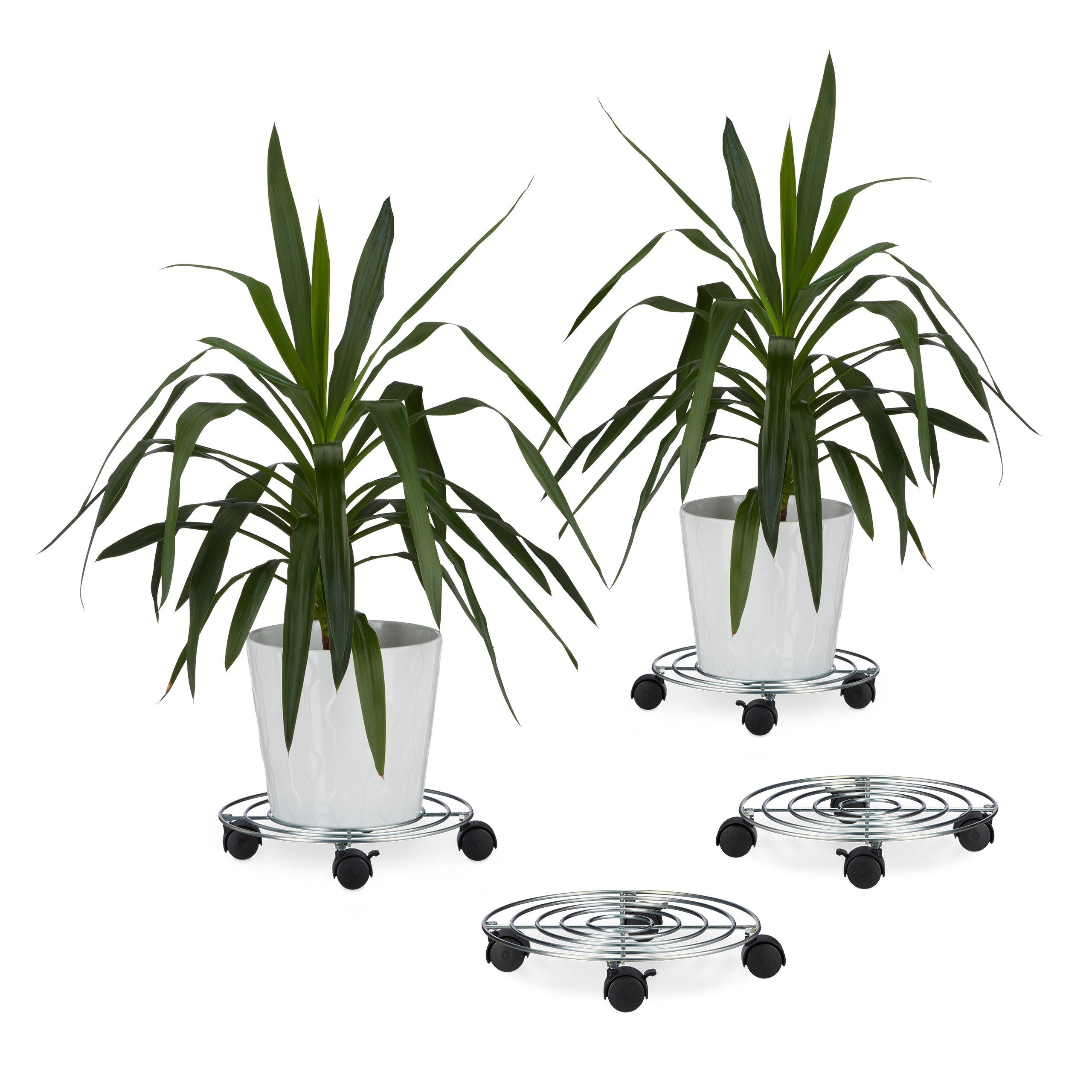 relaxdays Blumentopfuntersetzer 4 x Pflanzenroller mit günstig online kaufen