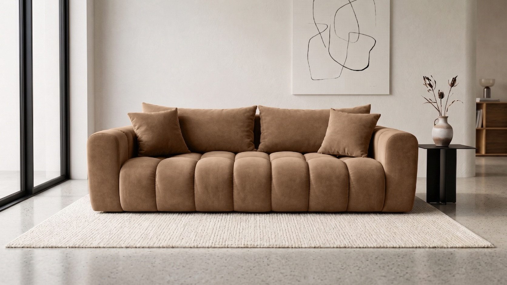 Kaiser Möbel Sofa mit Schlaffunktion und Bettkasten, Velvet-Stoff Bluvel, COSMOPOLITAN, Einzelsofa, Freistehend, Liegefunktion 200 × 135 cm, samtweicher Velvet-Bezug