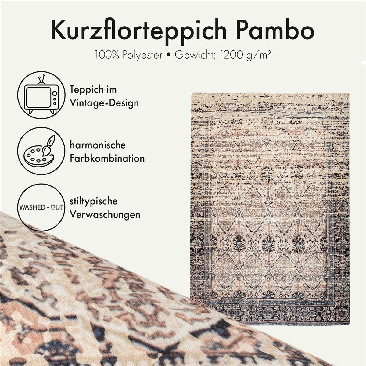 Qiyano Teppich Kurzflorteppich Pambo 100 Beige 120 x 180 cm, rechteckig, Hö günstig online kaufen
