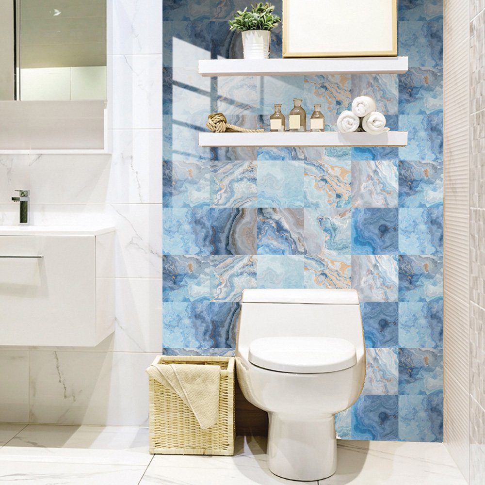 COOL-i ® Fliesenaufkleber, 10 Stück PVC selbstklebende, wasser- und ölabweisend, für Küche, Bad