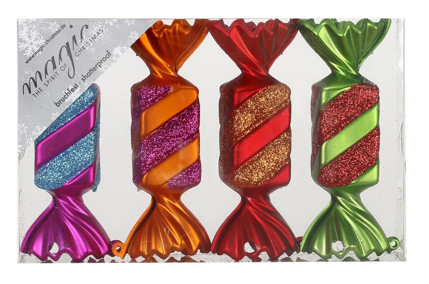 MAGIC by Inge Christbaumschmuck, Christbaumschmuck Bonbons 10,5cm Kunststoff 4er Set - Mille Fiori