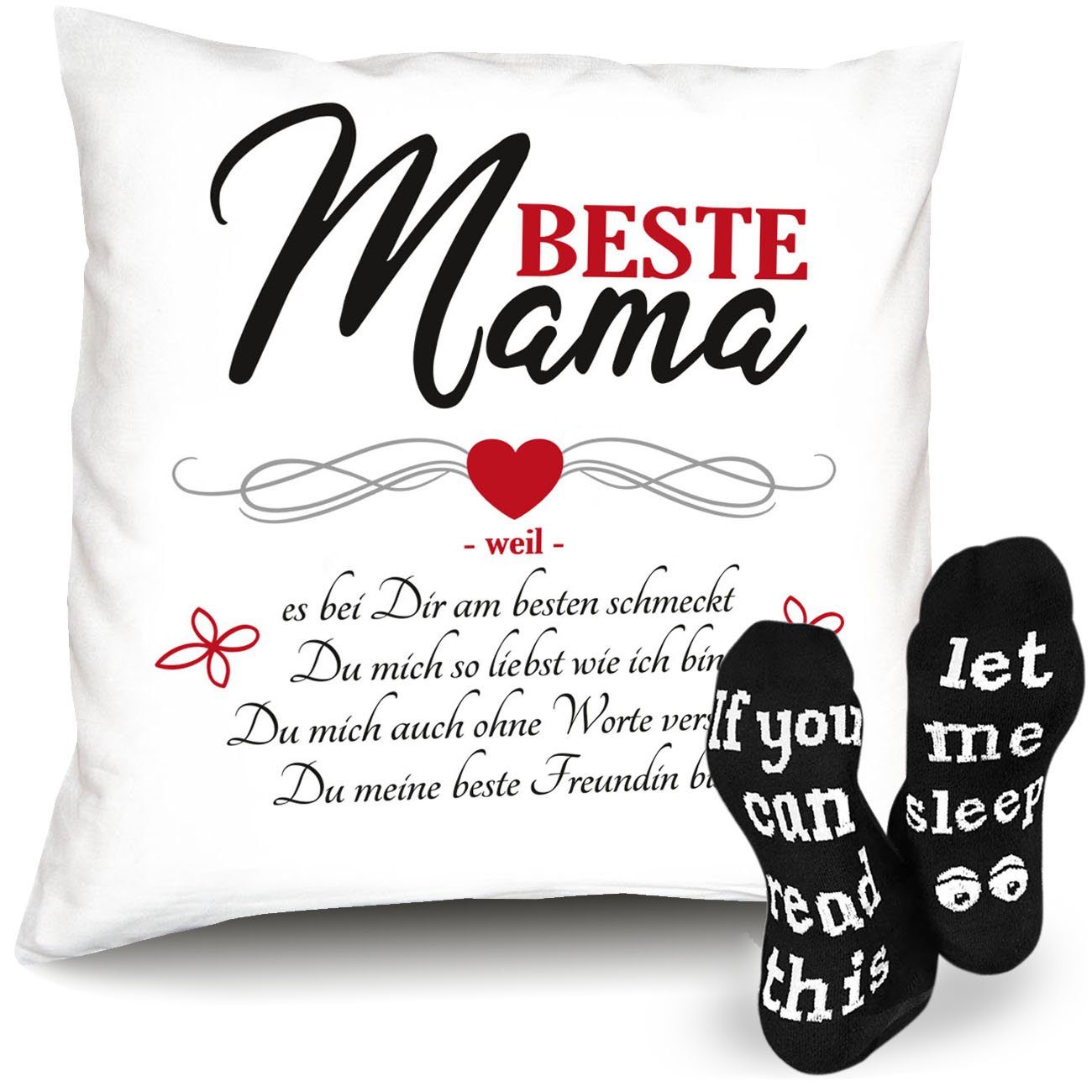 Soreso® Geburtstagsgeschenk zum für + Socken Dekokissen Geburtstag Muttertag Kissen Geschenk Weihnachtsgeschenk Weihnachten, Mama Muttertagsgeschenk