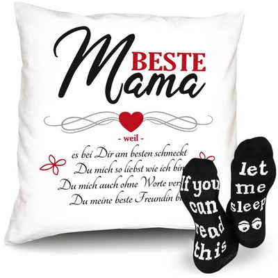 Soreso® Dekokissen Kissen + Socken Geschenk für Mama zum Geburtstag Muttertag Weihnachten, Geburtstagsgeschenk Weihnachtsgeschenk Muttertagsgeschenk