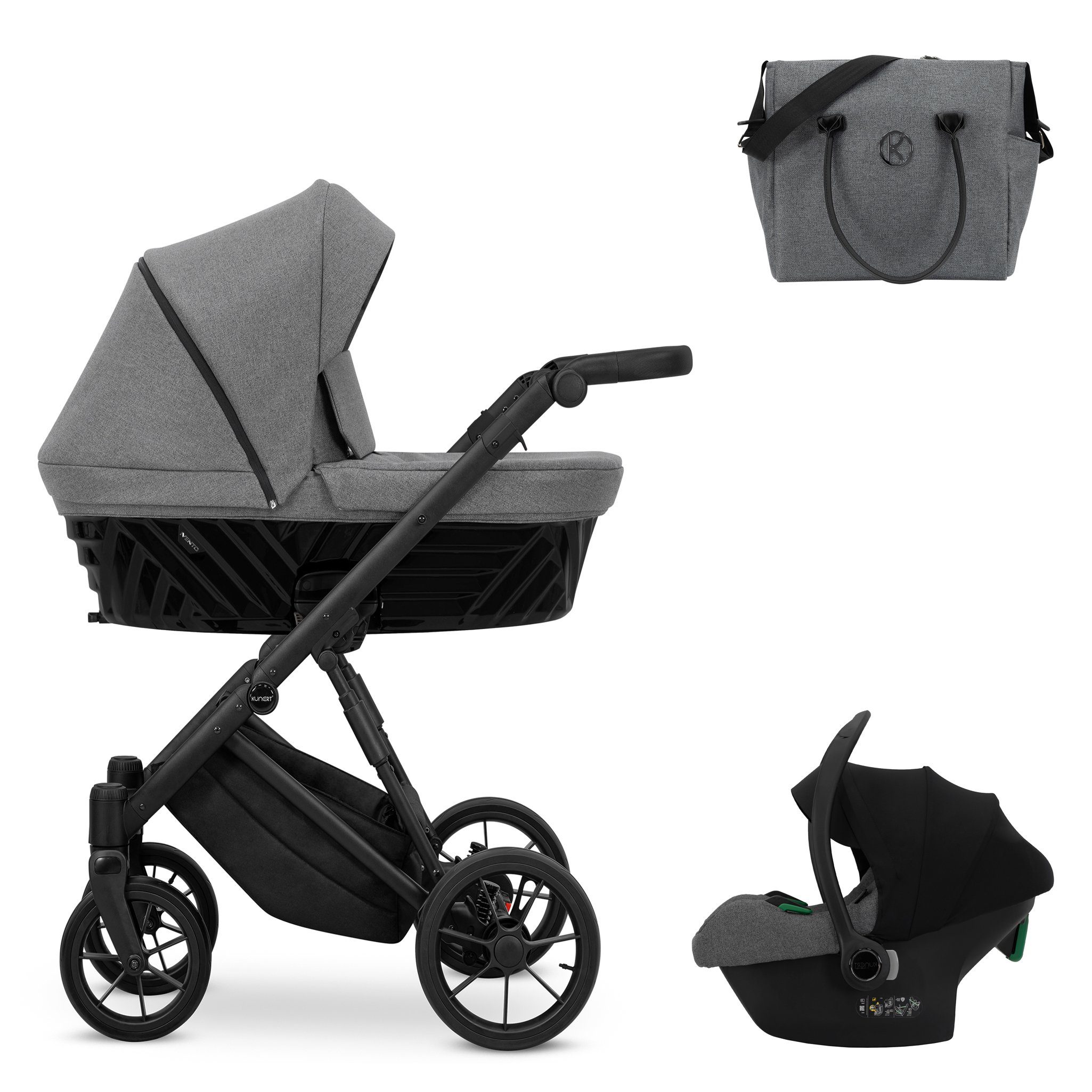 Kombi-Kinderwagen Invento 4 in 1 inkl. Sportsitz, Autositz und Zubehör in 9 Farben