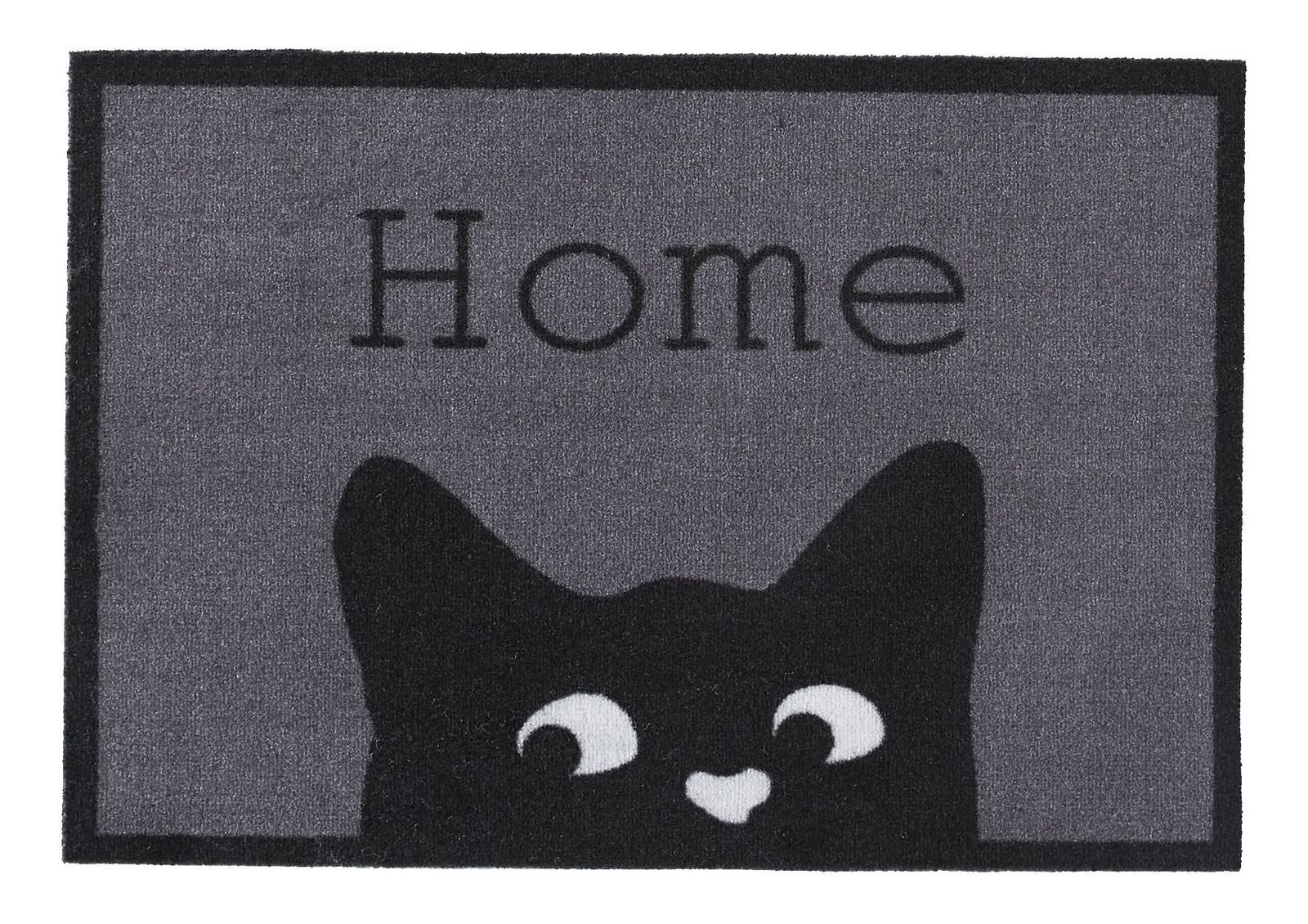 MD Entree Fußmatte Impression Schmutzfangmatte Eingangsmatte Innenbereich, rechteckig, Höhe: 5 mm, bei 30° waschbar, anti-rutsch, 40 x 60 cm, Home Cat, grau