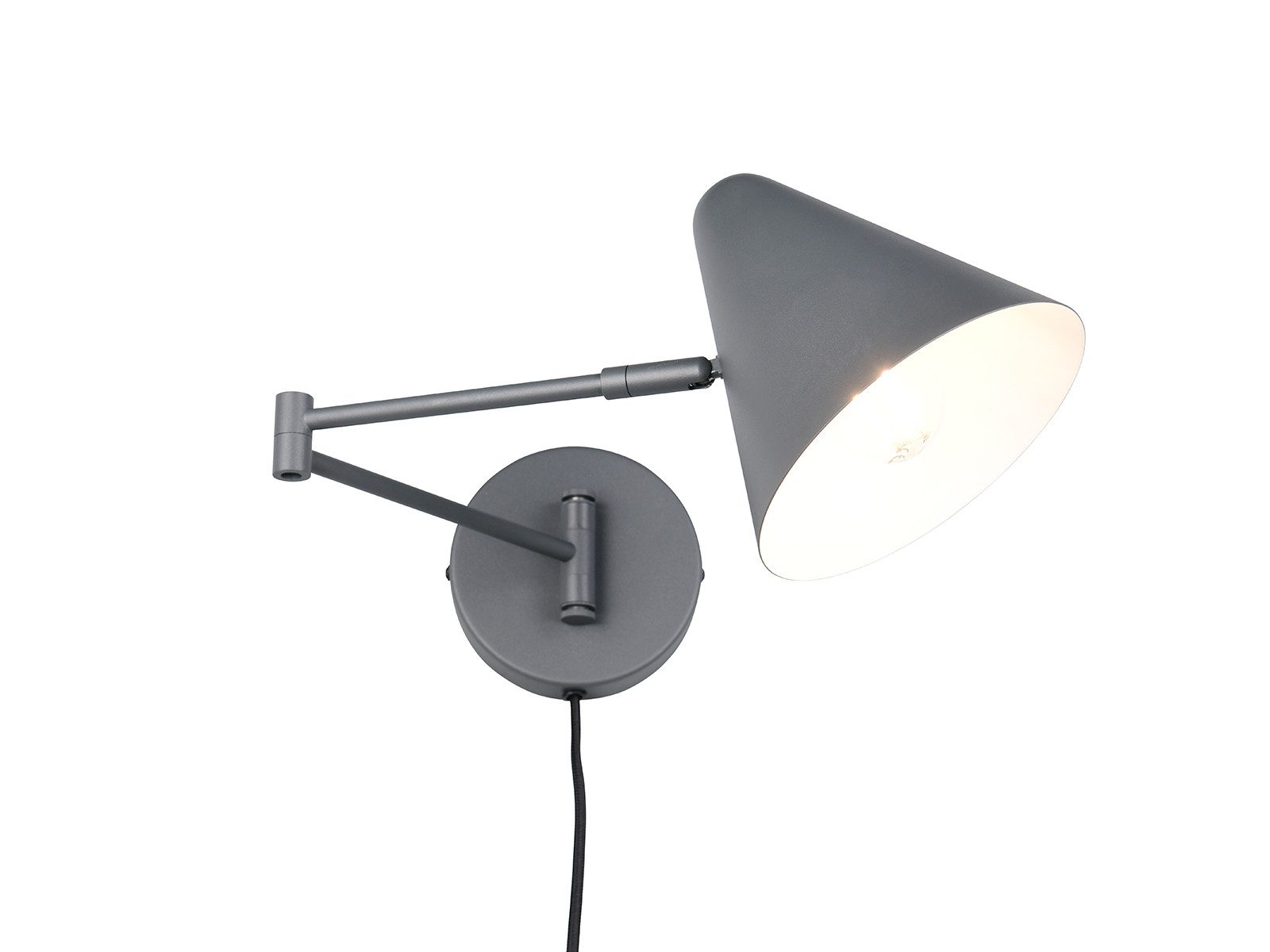 TRIO Leuchten LED Wandleuchte, Dimmfunktion, LED wechselbar, Warmweiß, Innen Wandbeleuchtung mit Schwenkarm Schalter, Kabel und Stecker