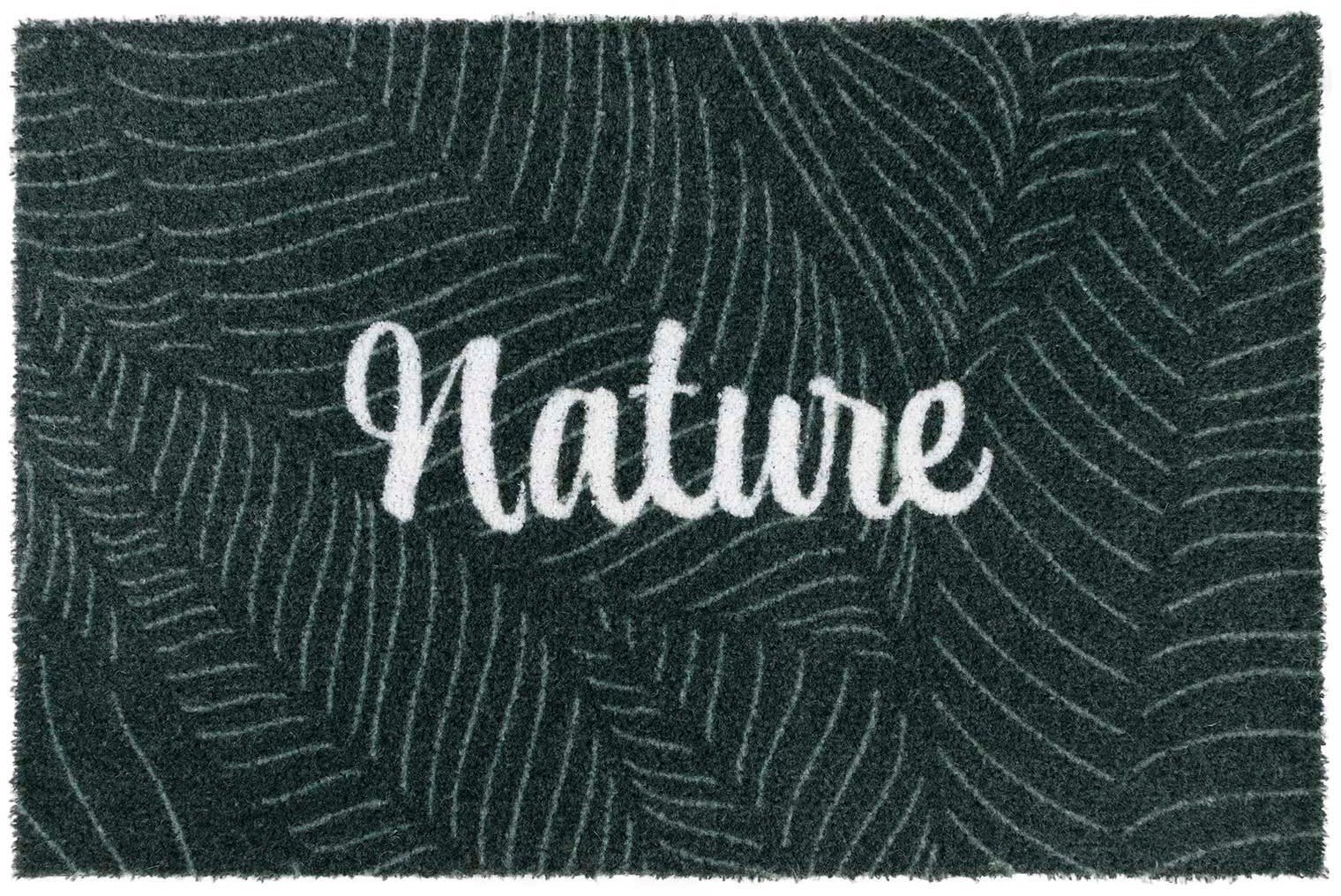 Fußmatte Schmutzfangmatte COUNTRY, Nature, Primaflor-Ideen rutschhemmend, rechteckig, Höhe: grün in 7 Schmutzfangmatte, Kokos-Optik, mit Spruch, mm, waschbar Textil