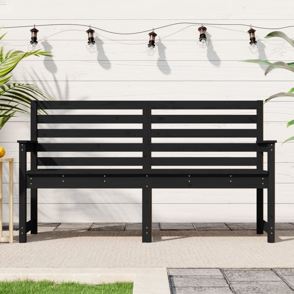 furnicato Gartenbank Schwarz 159,5x48x91,5 cm Massivholz günstig online kaufen