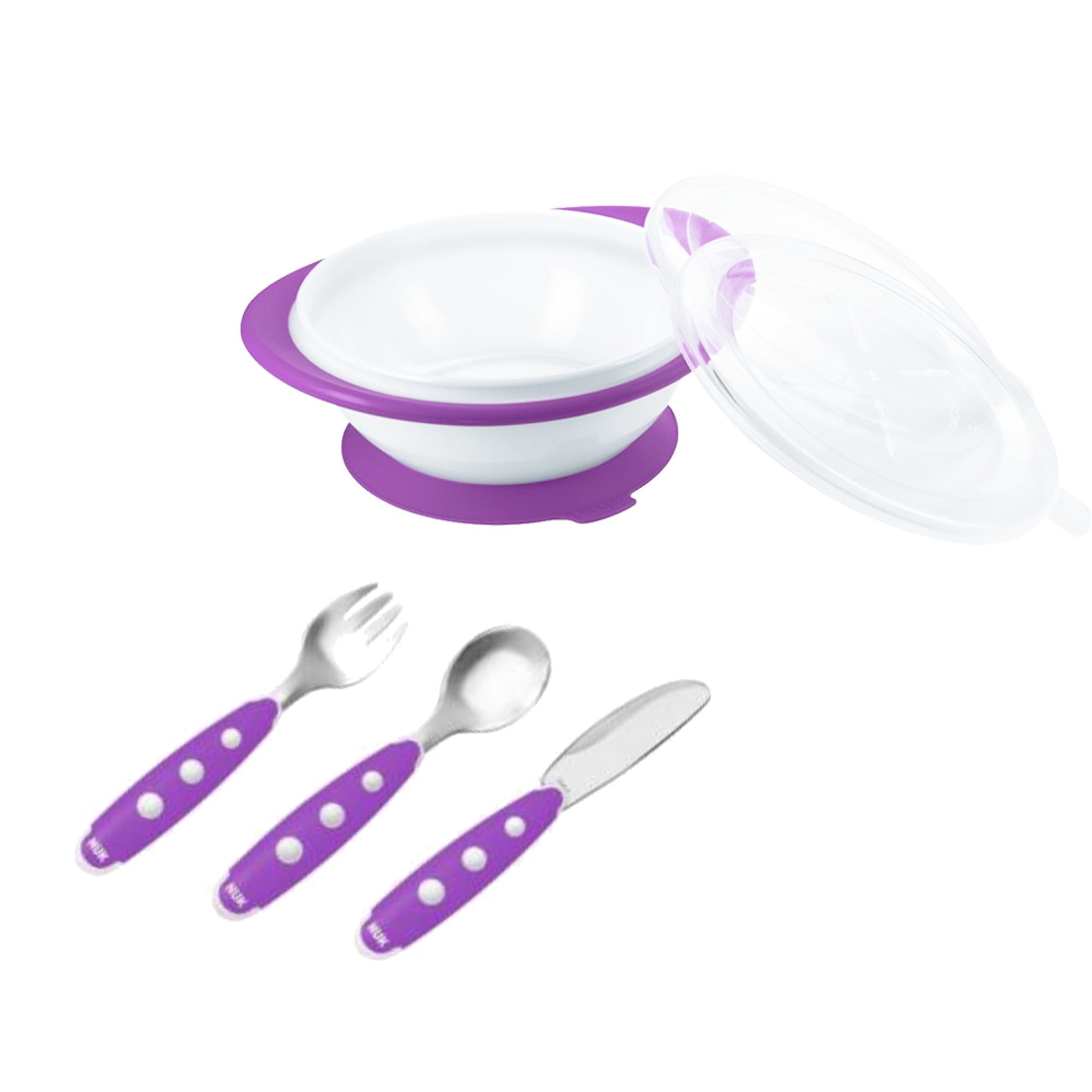 NUK Детская посуда-Set NUK Kinder-Esslernschale mit Edelstahl-Besteck Vorteilset