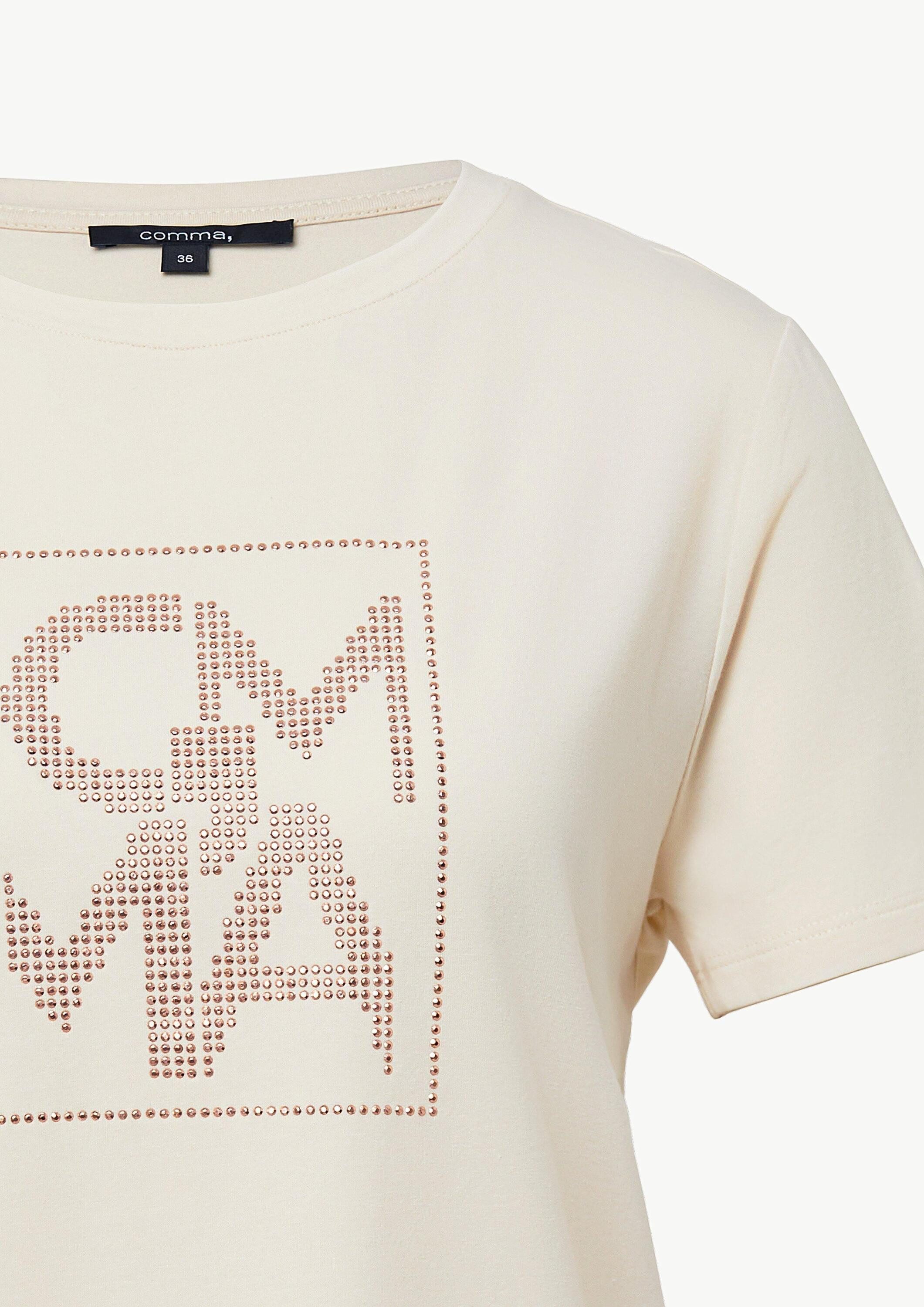 comma Kurzarmshirt T-Shirt T-Shirt mit Glitzer-Artwork