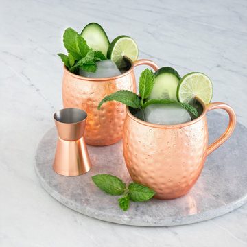 Navaris Becher Moscow Mule Set - 5-teilig mit Kupferbechern und Jigger, Edelstahl