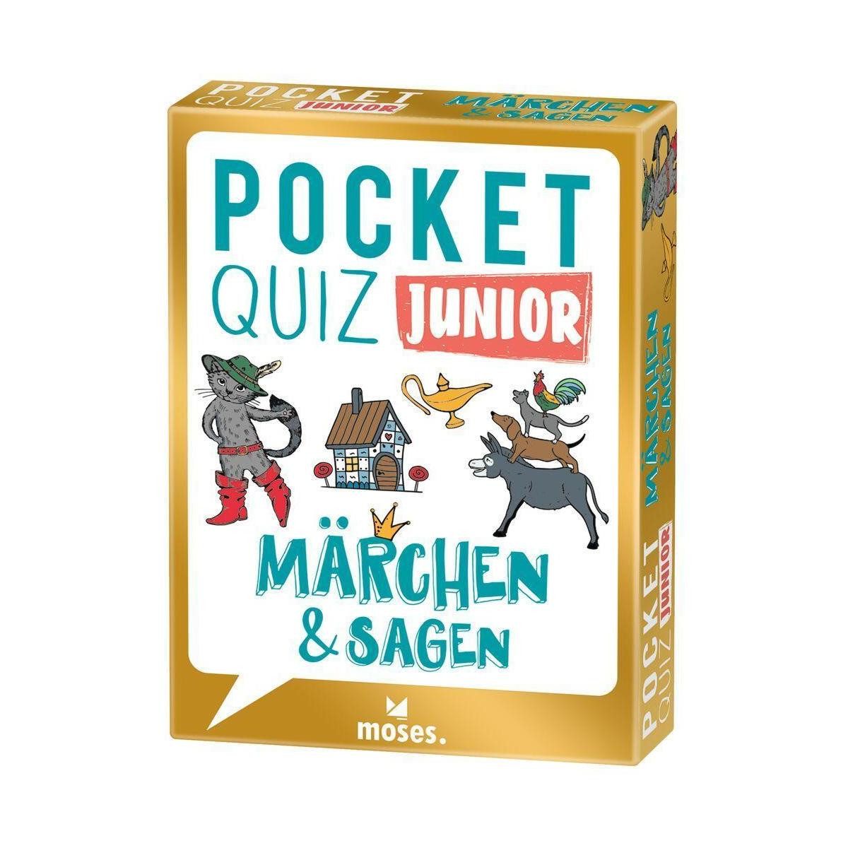 Moses. Verlag Spiel, Familienspiel MOS52334 - Pocket Quiz junior Märchen Sagen DE, Quizspiel / Wissensspiel