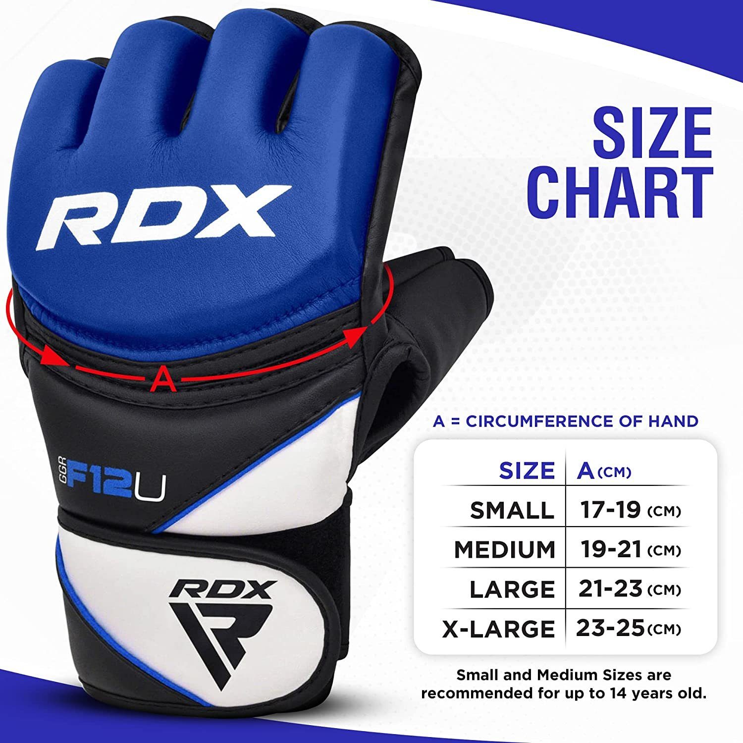 RDX Sports MMA-Handschuhe RDX Professionelle MMA Handschuhe, MMA Gloves Kampfsport Boxsack Blue