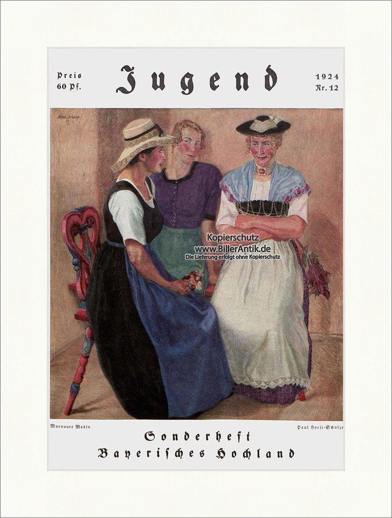 Kunstdruck Titelseite der Nummer 12 von 1924 Paul Horst- Schulze Frauen Tracht Ju, (1 St)