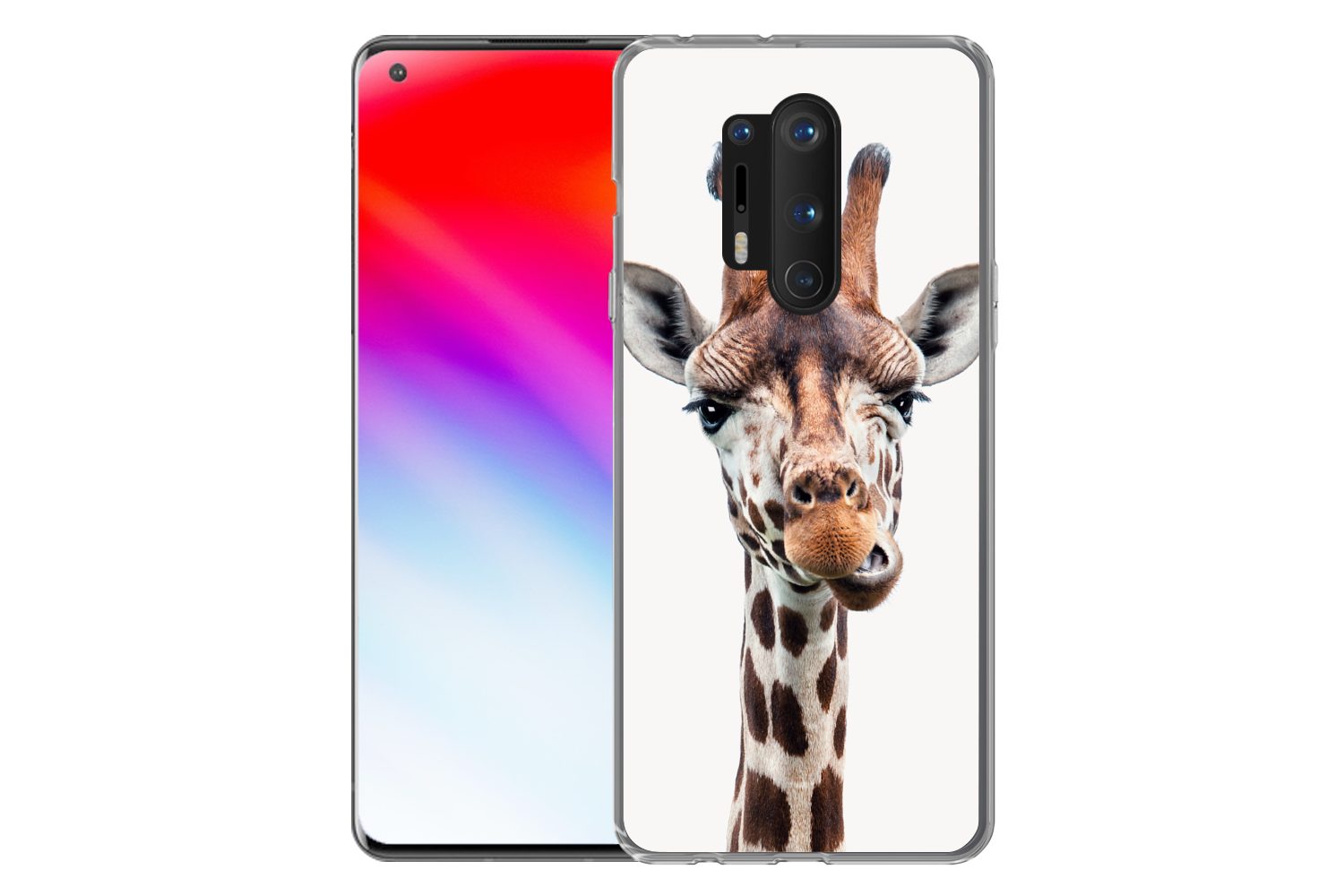 MuchoWow Handyhülle für OnePlus 8 Pro Jungen - Giraffe - Tiere - Kopf - Porträt - Kind - M, Phone Case, Silikon, Schutzhülle Dünn