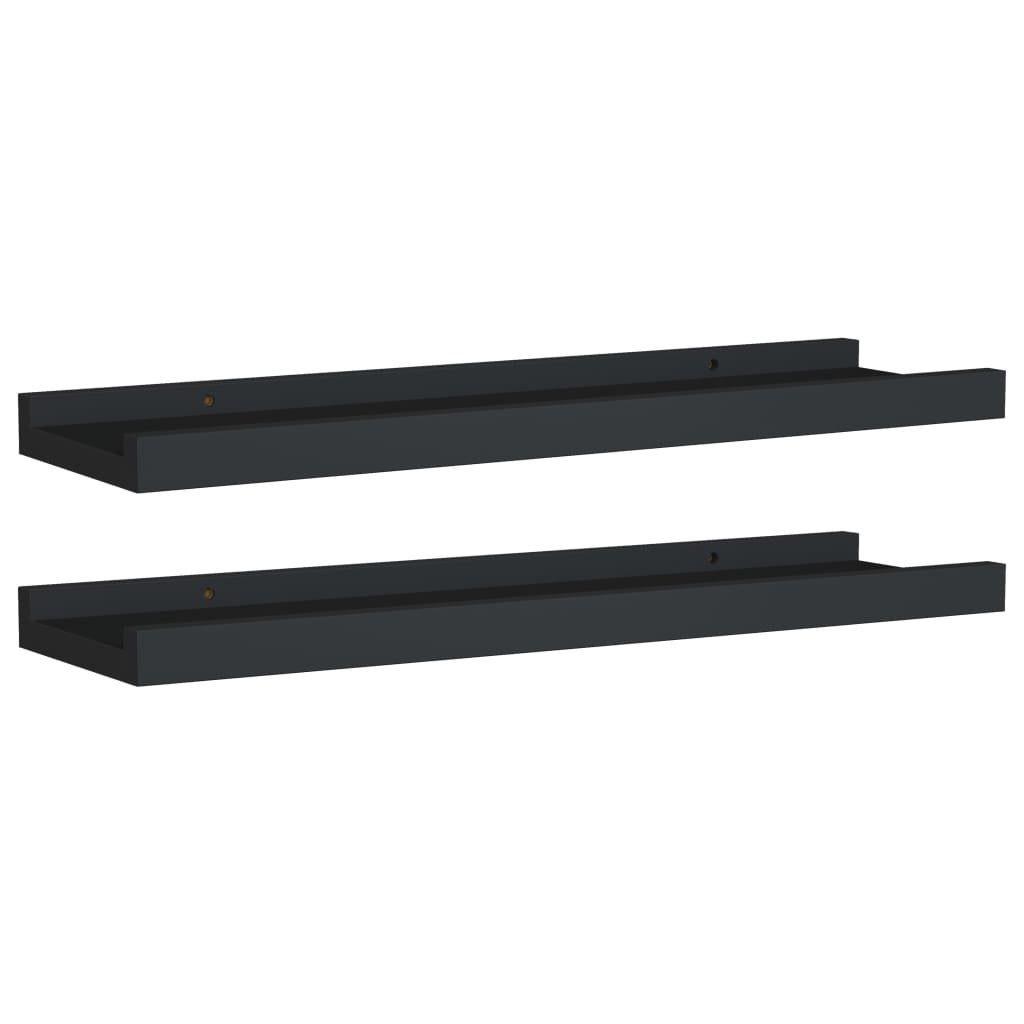 vidaXL Regal Bilderleisten 2 Stk. Schwarz 40x9x3 cm MDF, 2-tlg.