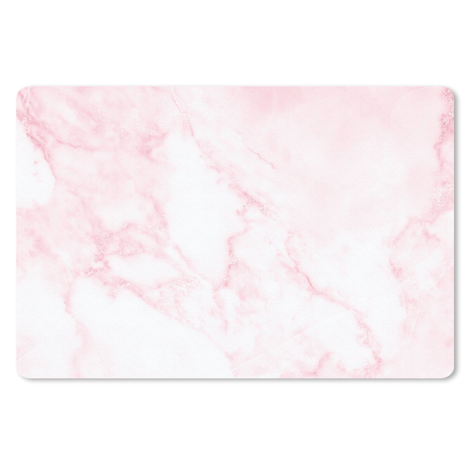 MuchoWow Mauspad Marmor - Weiß - Rosa - Chic - Marmoroptik (1-St), Mouse pad Klein, Gaming Deko, PC Zubehör, 27x18 cm