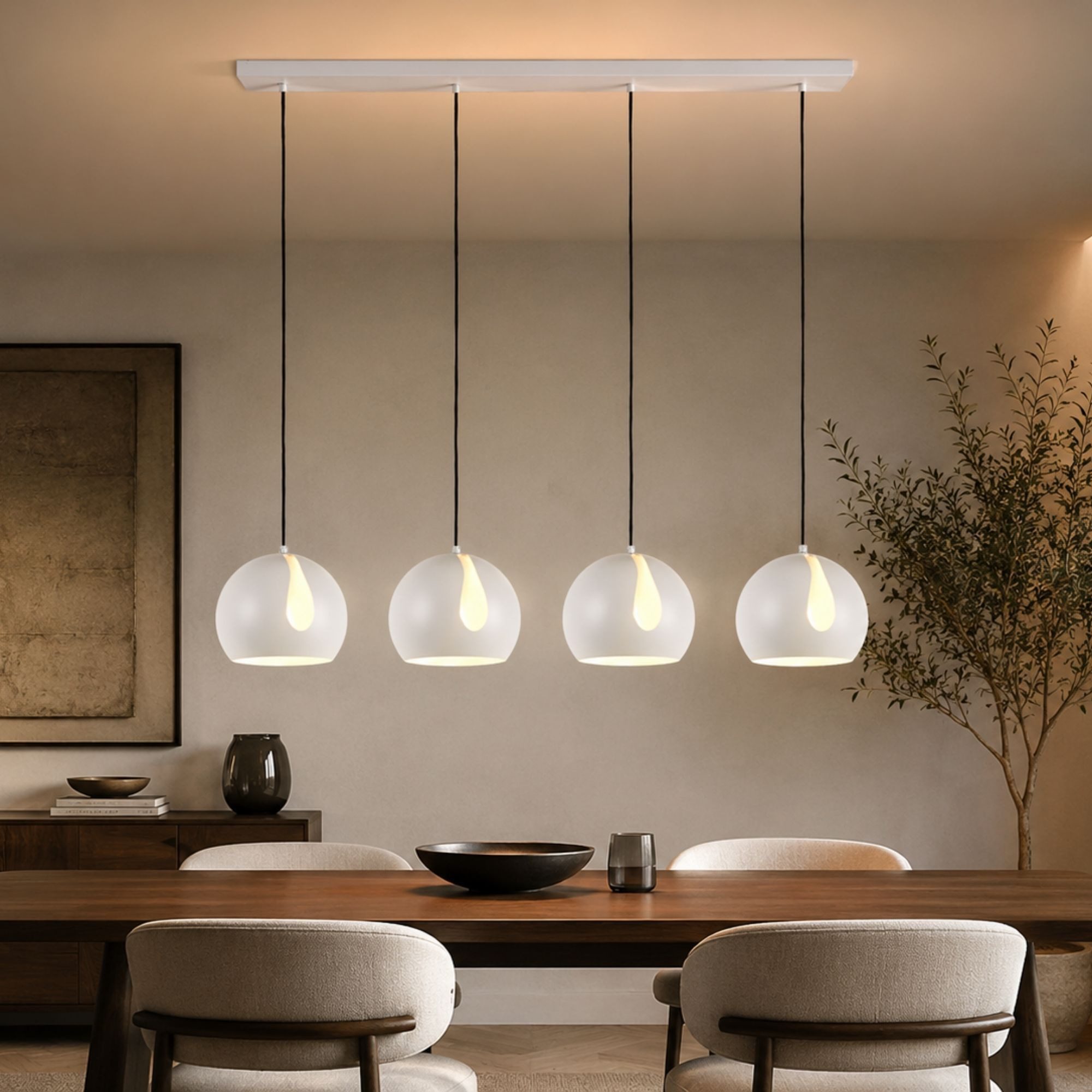 s.luce Pendelleuchte Ball Esstisch-Pendelleuchte 2-5-flammig Ø 30cm Balken 120cm Kupfer