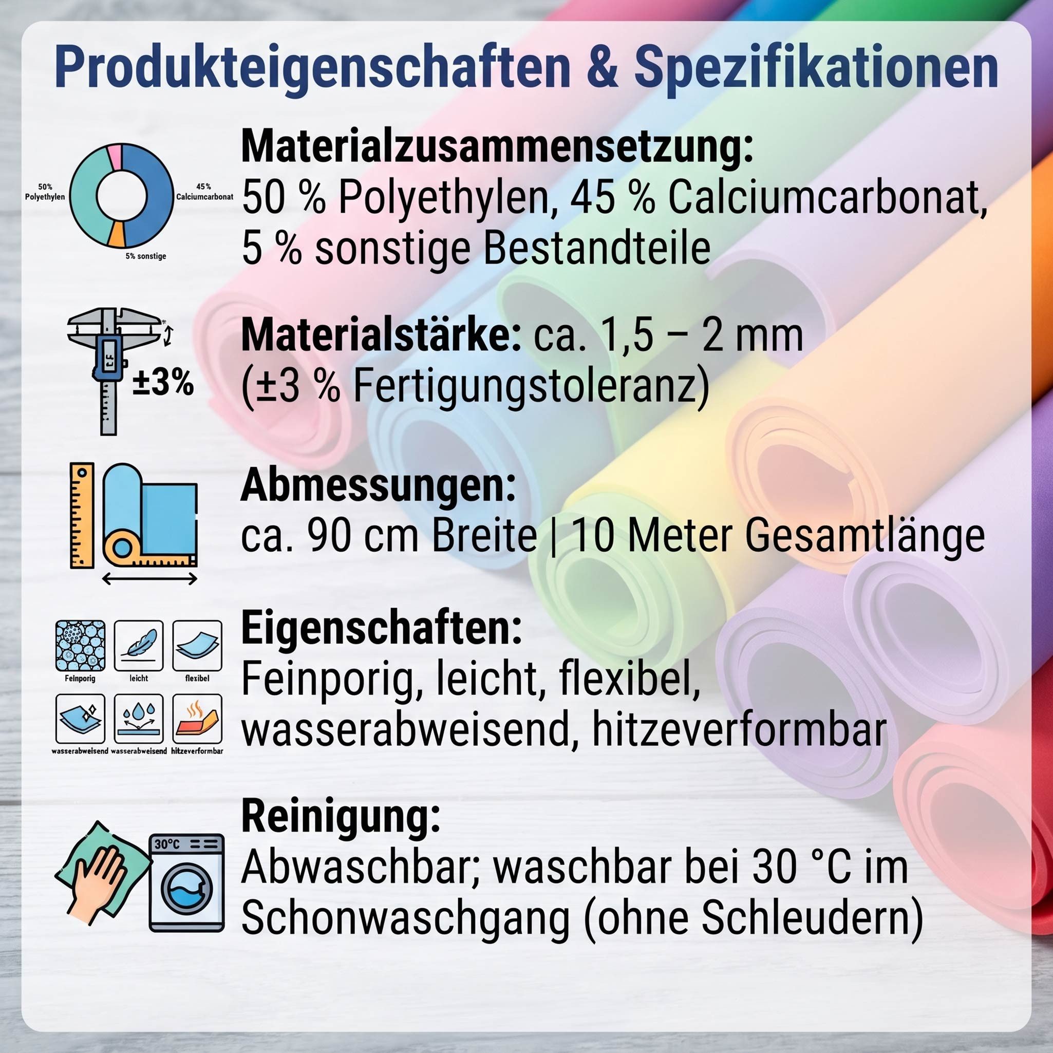maDDma Moosgummi Moosgummi 10m gerollt 2mm EVA Schaumstoff 90cm Basteln Gestalten DIY, hellgrau