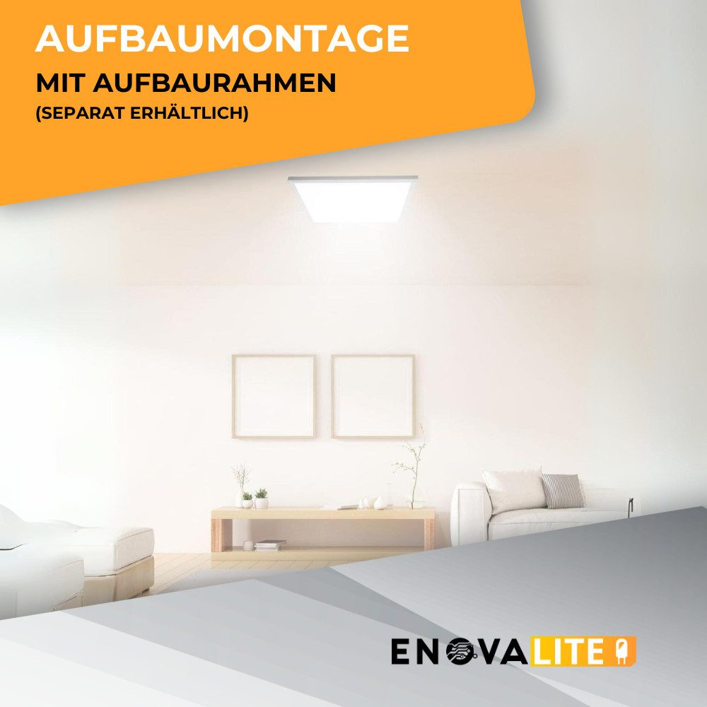 ENOVALITE LED Panel 4er Pack LED Panel, 62x62 cm, 36 W, 3600 lm, 6000 K, LED fest integriert, Tageslichtweiß, kaltweiß