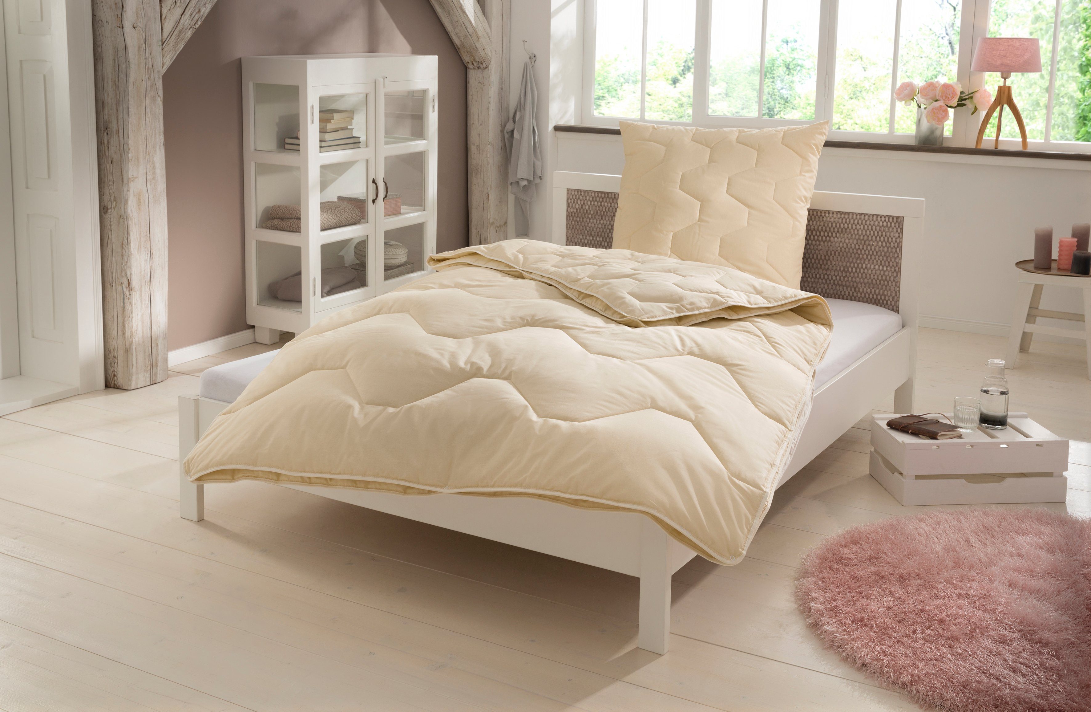 OTTO home Naturfaserbettdecke Baumwolle 60 °C, Bettdecke 135x200 cm, 155x220 cm, 200x200 cm, Füllung: 100% Baumwolle, Bezug: 100% Baumwolle, Bettdecken, Sommer, Winter, 4 Jahreszeiten, Decke, Made in Germany