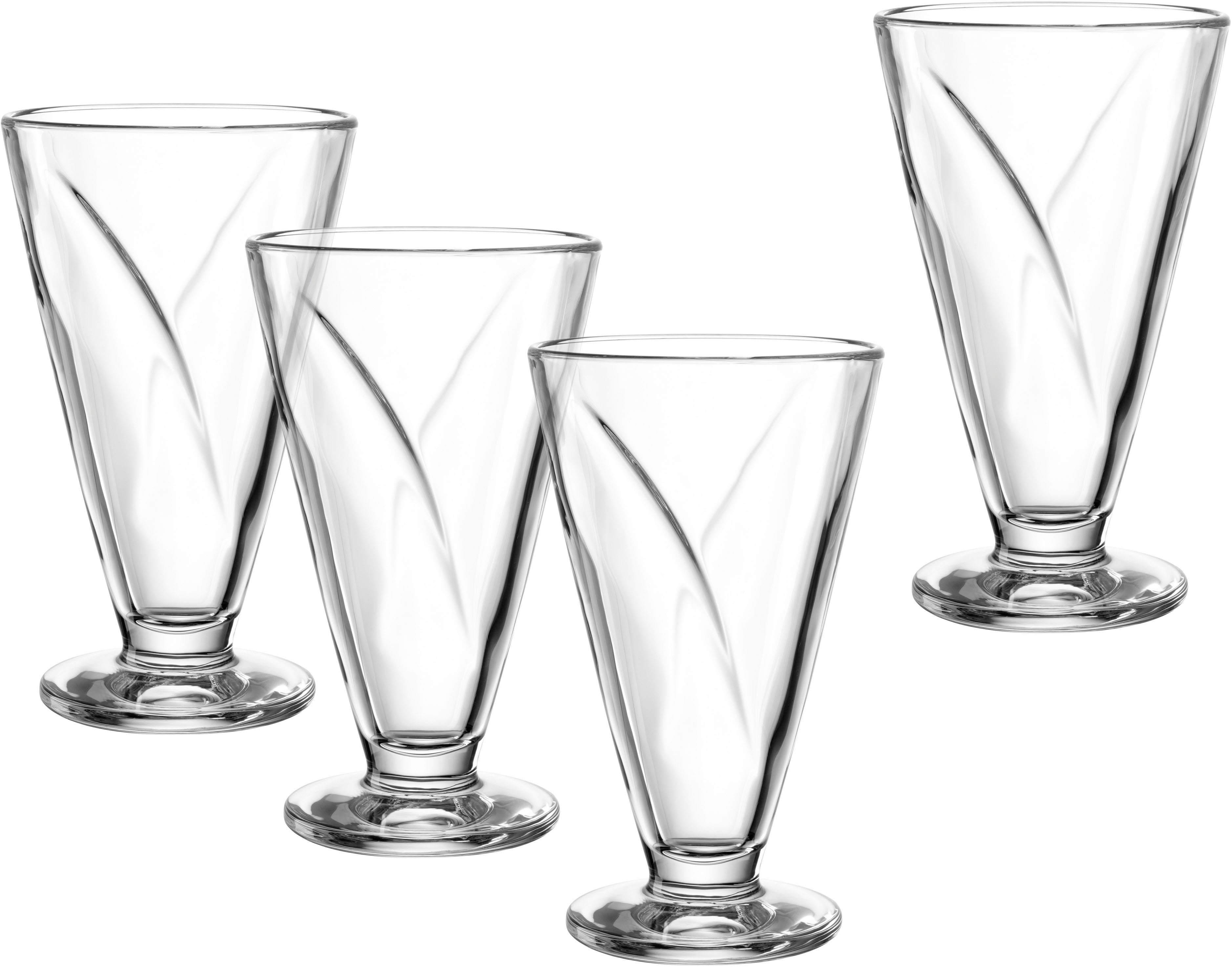 LEONARDO Eisschale CONO, Eisbecher aus Glas, 360 ml, 4er-Set, Glas, (Set, 4-tlg), spülmaschinengeeignet