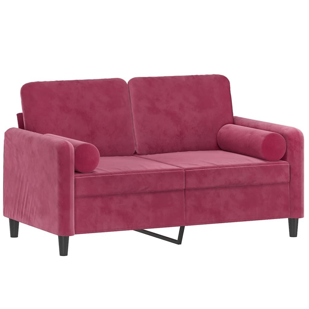 vidaXL Sofa 2-Sitzer-Sofa mit Zierkissen Weinrot 120 cm Samt, 1 Teile