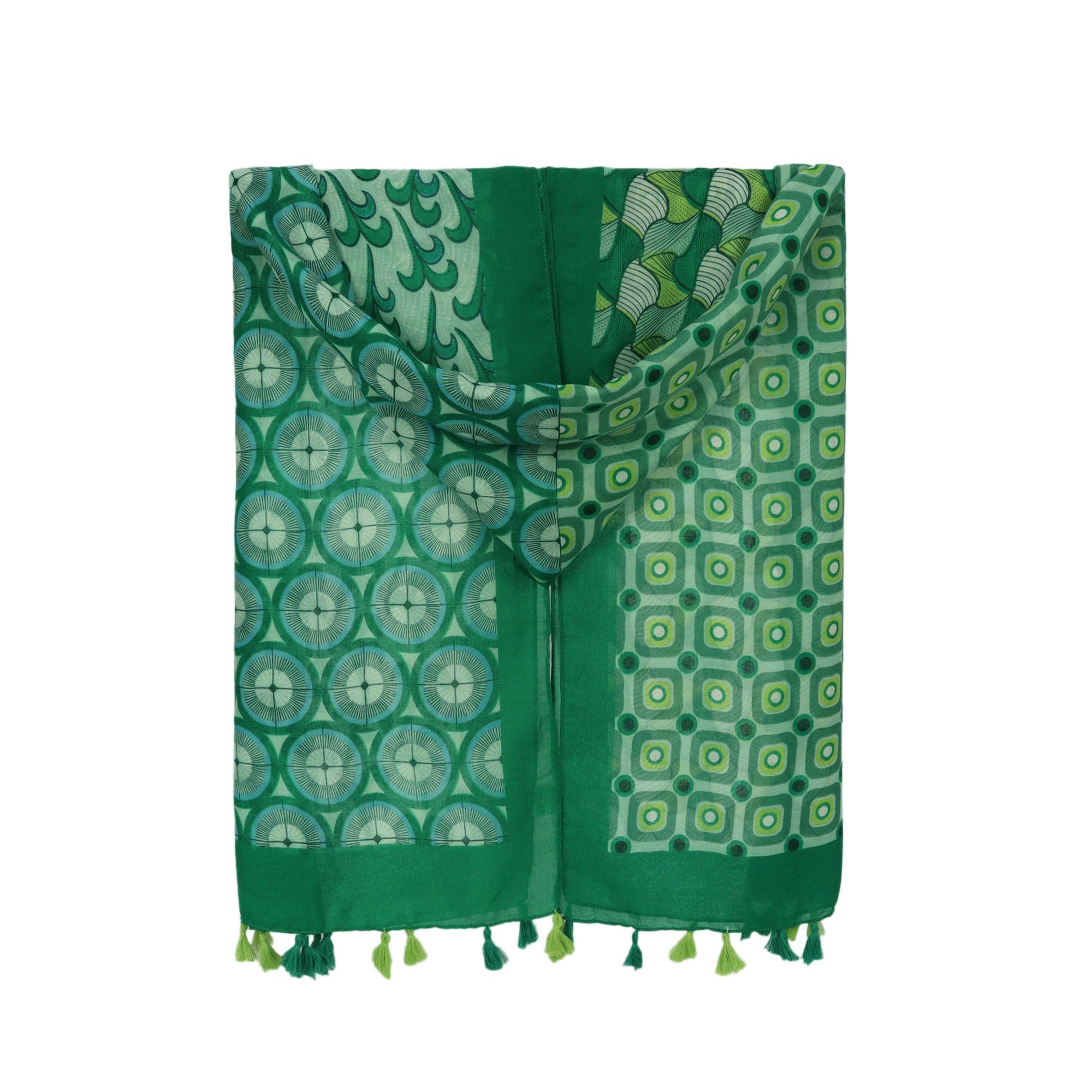 Modeschal Schal, grün ZEBRO Quasten