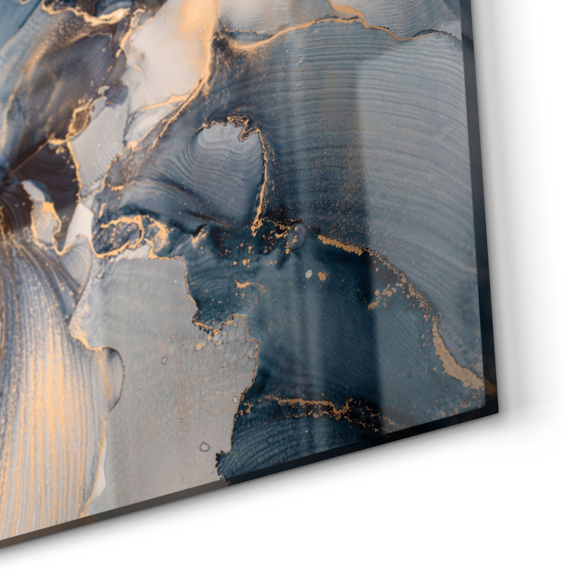 DEQORI Küchenrückwand 'Marmor-Farbspiel Badrückwand Herdblende mit Spritzschutz Gold', Glas