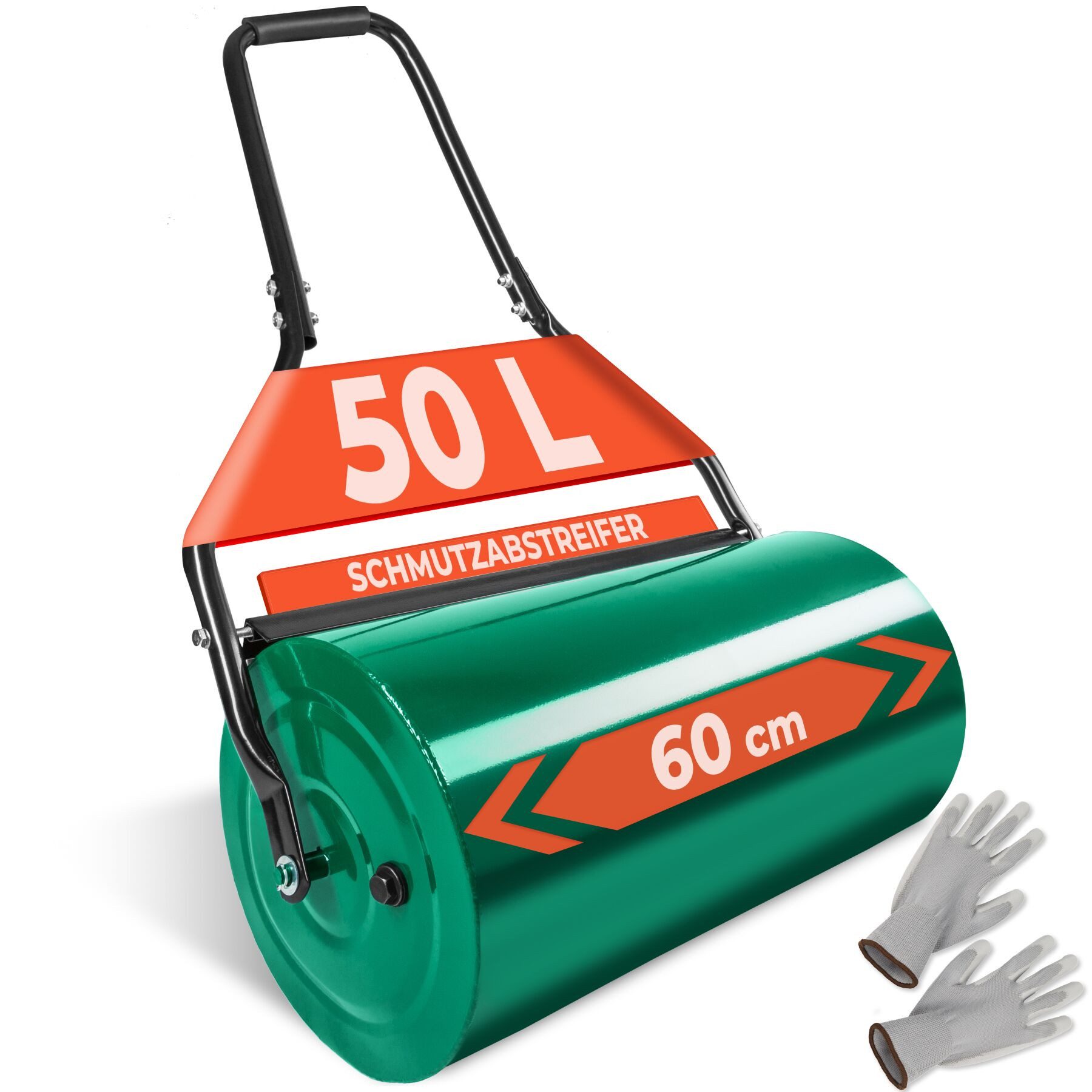 tectake Rasenwalze Gartenrolle, 60 cm Arbeitsbreite, Ø 31 cm, mit 50 l Füllvolumen, 60,00 cm, Gartenwalze, in grün,mit praktischem …