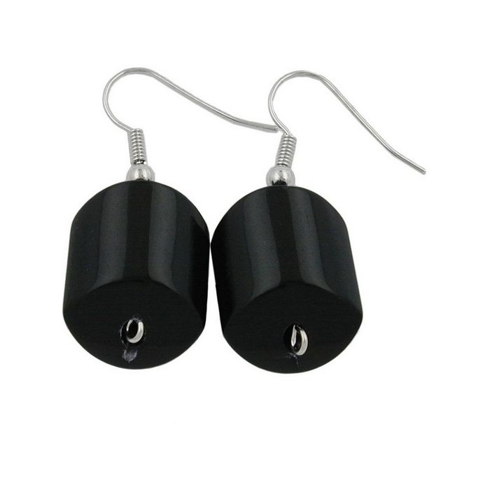 Gallay Paar Ohrhaken Ohrhänger Ohrringe 37x15mm Schrägperle Kunststoff schwarz-glänzend