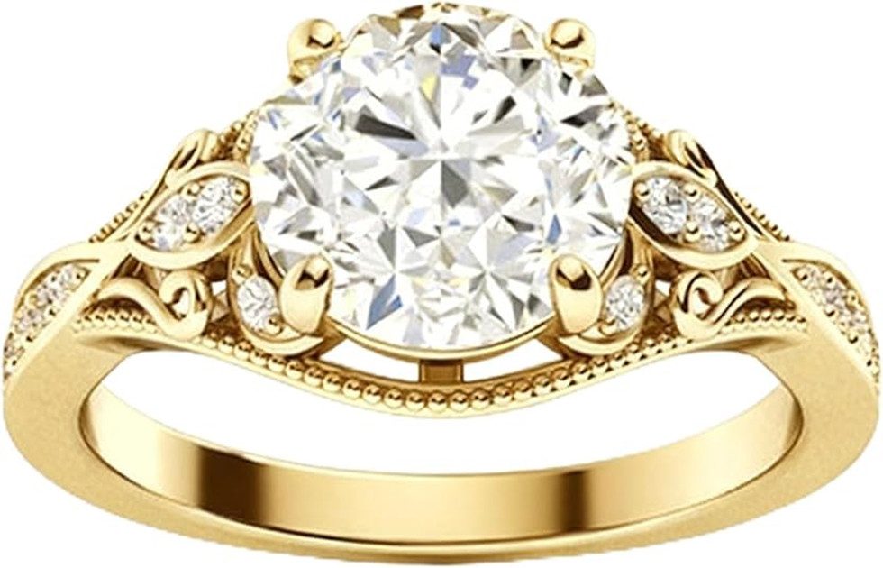 Jumpeak Diamantring 585 sterling gouden ring,2 Karat Diamantring,Ehering,Verlobungsring, Valentinstagsgeschenk,Jubiläumsgeschenk,Geschenk für meine Geliebte