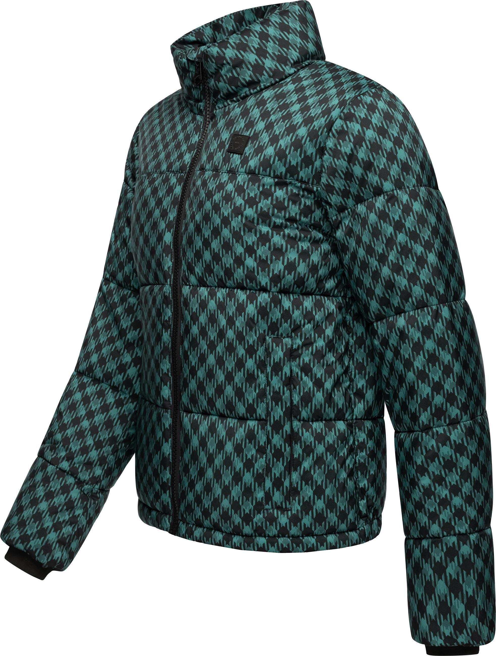 Ragwear Winterjacke Serah Print wasserdichte Winter Steppjacke mit Hahnentritt Muster
