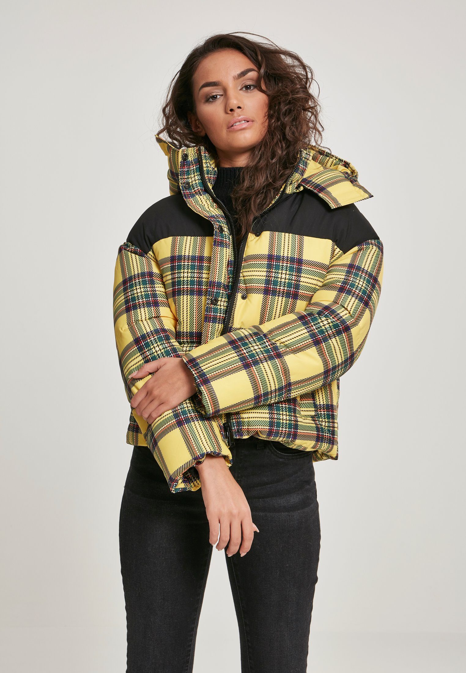 URBAN 2-Tone Puffer Sommerjacke AOP CLASSICS TB3069 brightyellow/blk